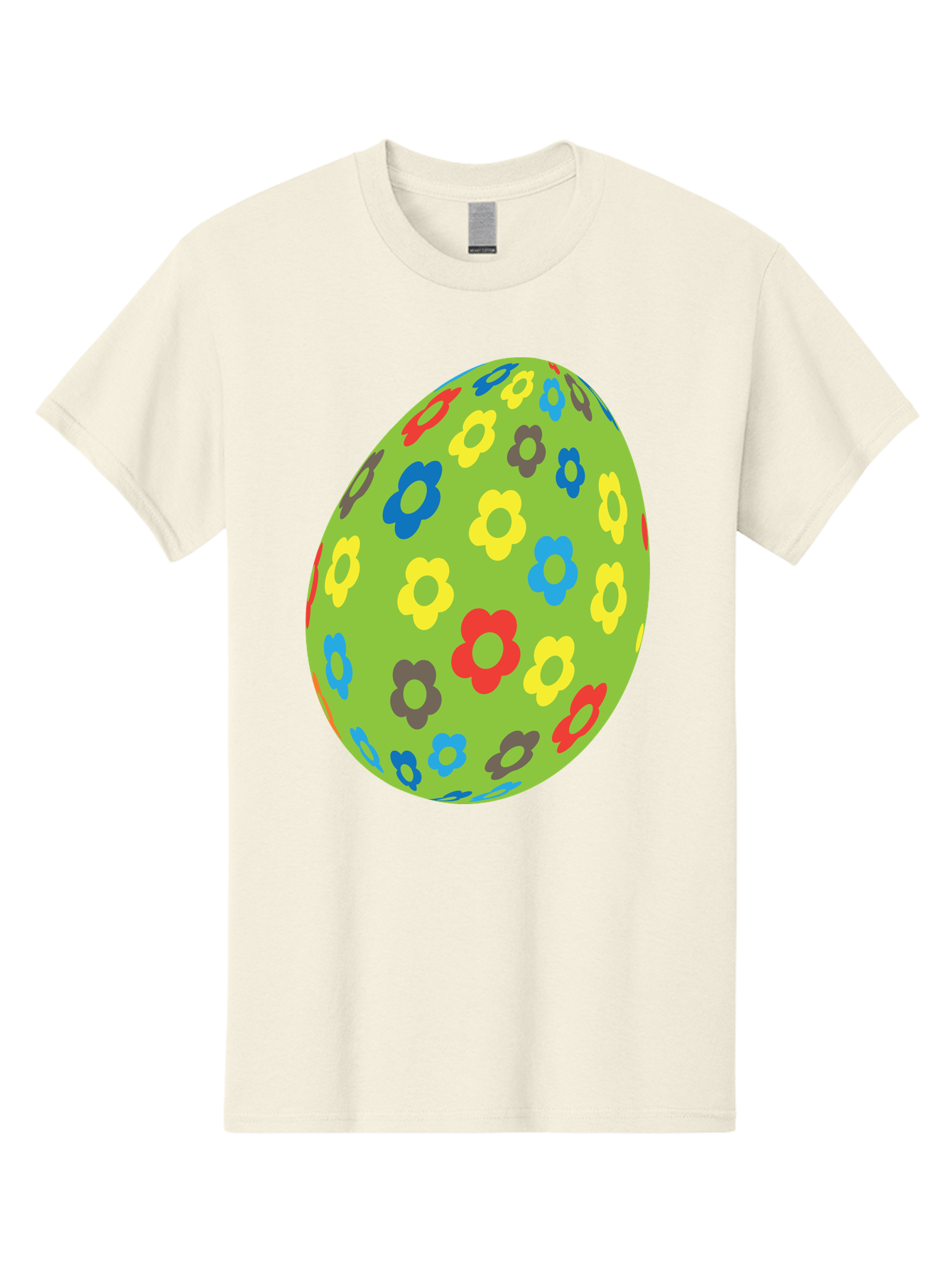 Floral-Egg Men'S Graphic Tee, 100% Cotton, Comfortable Casual Summer Wear, Machine Washable, Decorated Egg, Floral Pattern, Colorful Flowers, Easter Egg Decoration, Spring Theme, Festive Design, Cartoon Style, Red, Blue, Yellow, Purple Flowers Aac732 25