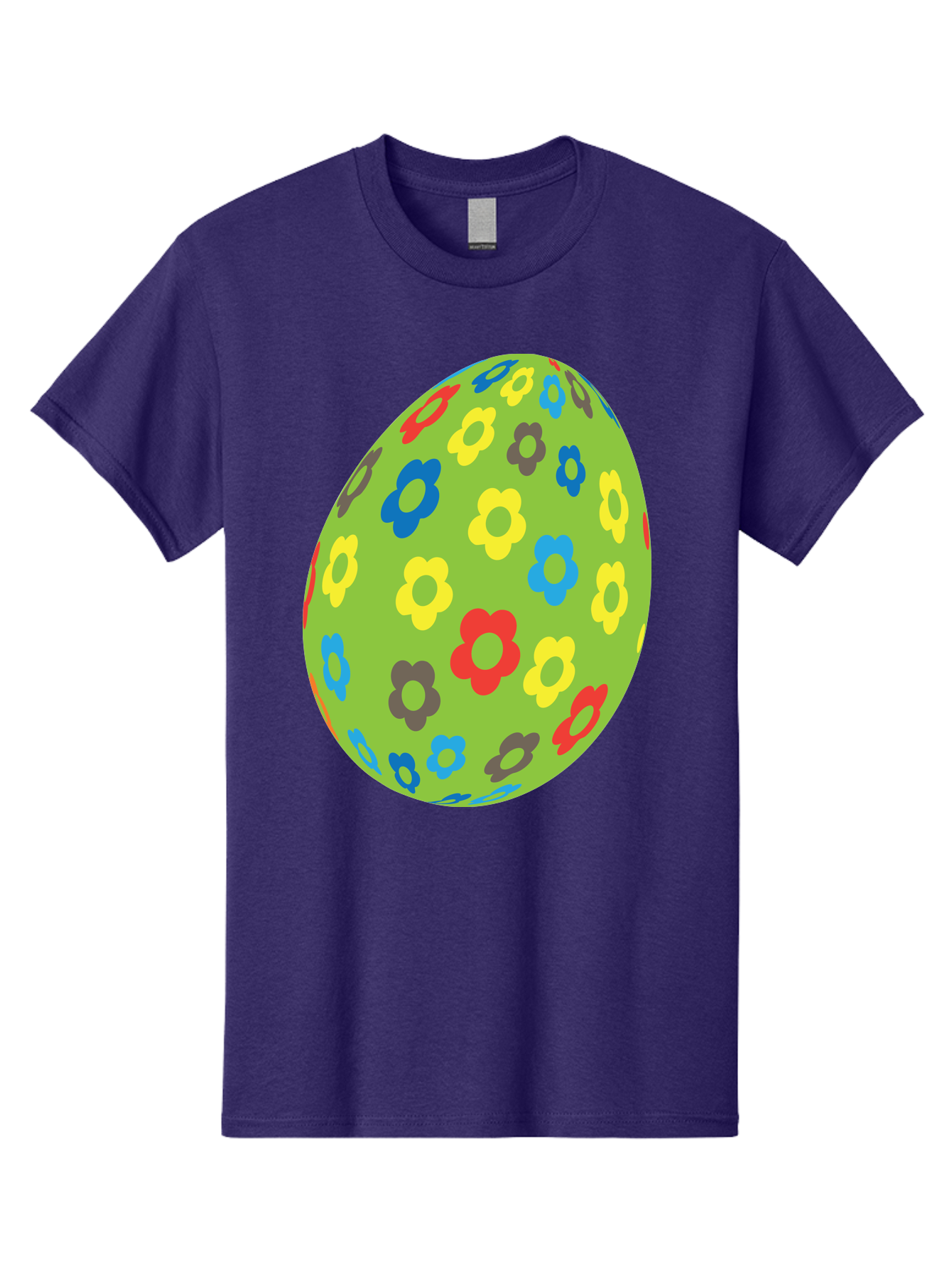 Floral-Egg Men'S Graphic Tee, 100% Cotton, Comfortable Casual Summer Wear, Machine Washable, Decorated Egg, Floral Pattern, Colorful Flowers, Easter Egg Decoration, Spring Theme, Festive Design, Cartoon Style, Red, Blue, Yellow, Purple Flowers Aac732 11