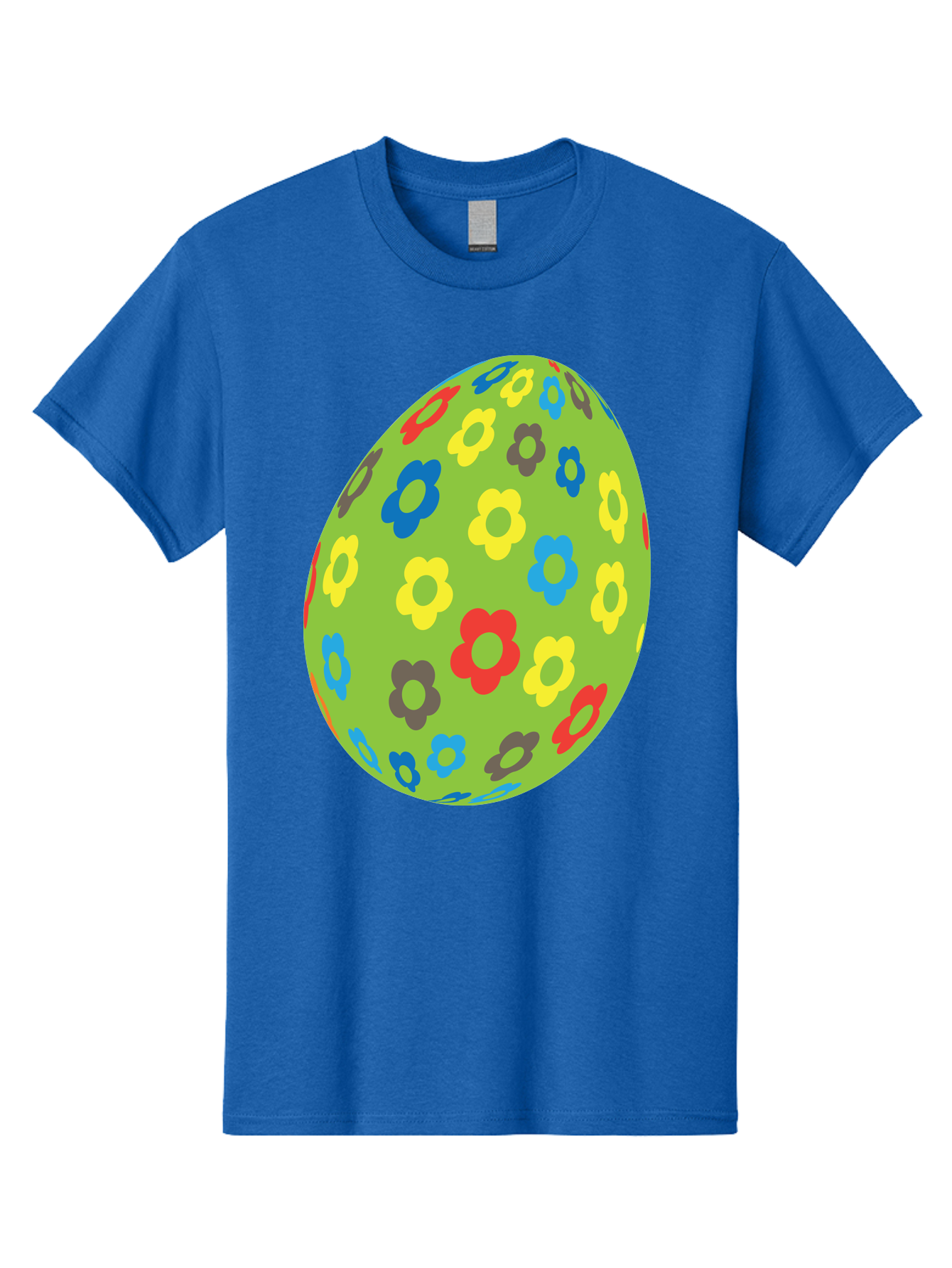 Floral-Egg Men'S Graphic Tee, 100% Cotton, Comfortable Casual Summer Wear, Machine Washable, Decorated Egg, Floral Pattern, Colorful Flowers, Easter Egg Decoration, Spring Theme, Festive Design, Cartoon Style, Red, Blue, Yellow, Purple Flowers Aac732 23