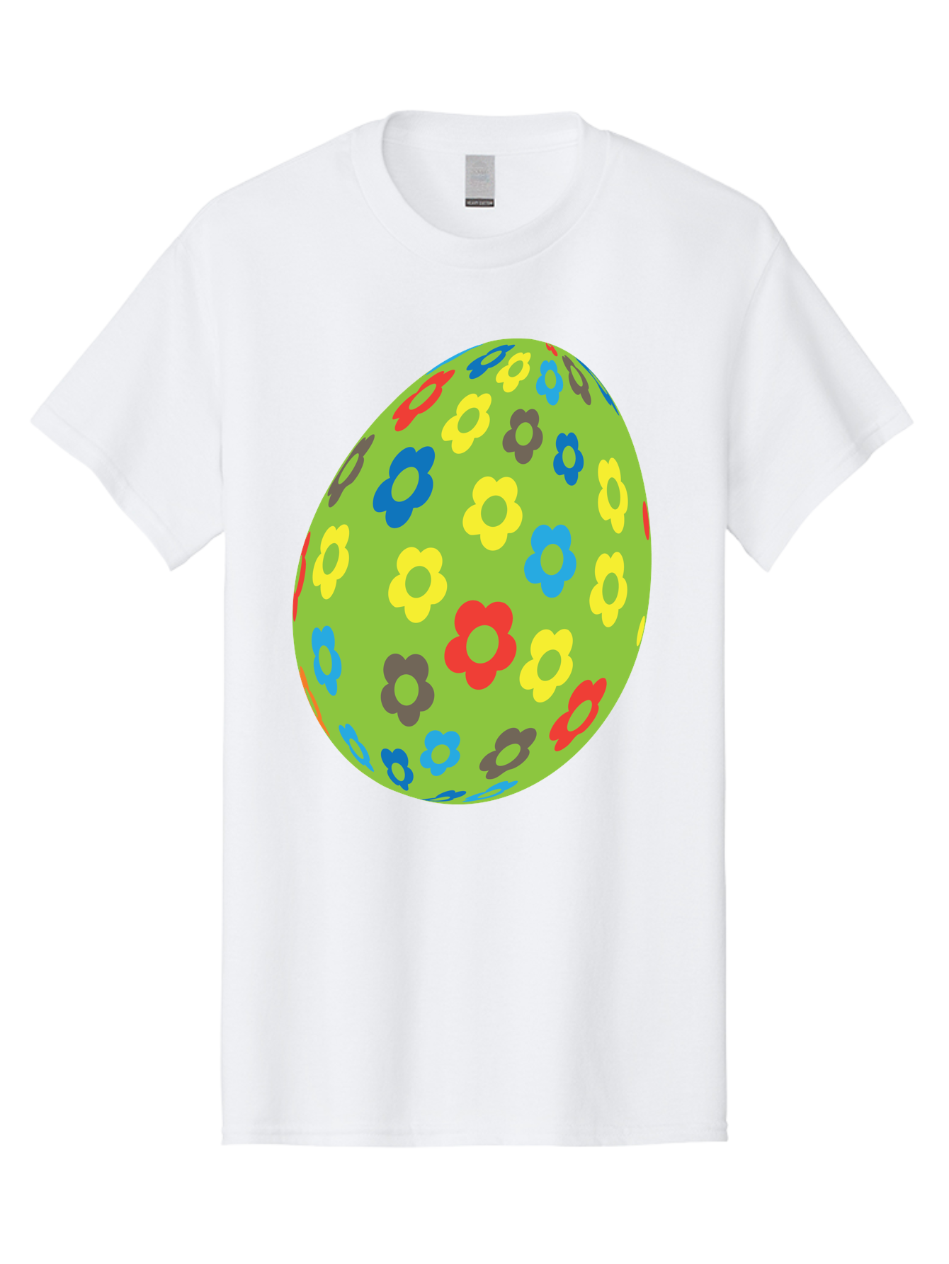 Floral-Egg Men'S Graphic Tee, 100% Cotton, Comfortable Casual Summer Wear, Machine Washable, Decorated Egg, Floral Pattern, Colorful Flowers, Easter Egg Decoration, Spring Theme, Festive Design, Cartoon Style, Red, Blue, Yellow, Purple Flowers Aac732 1