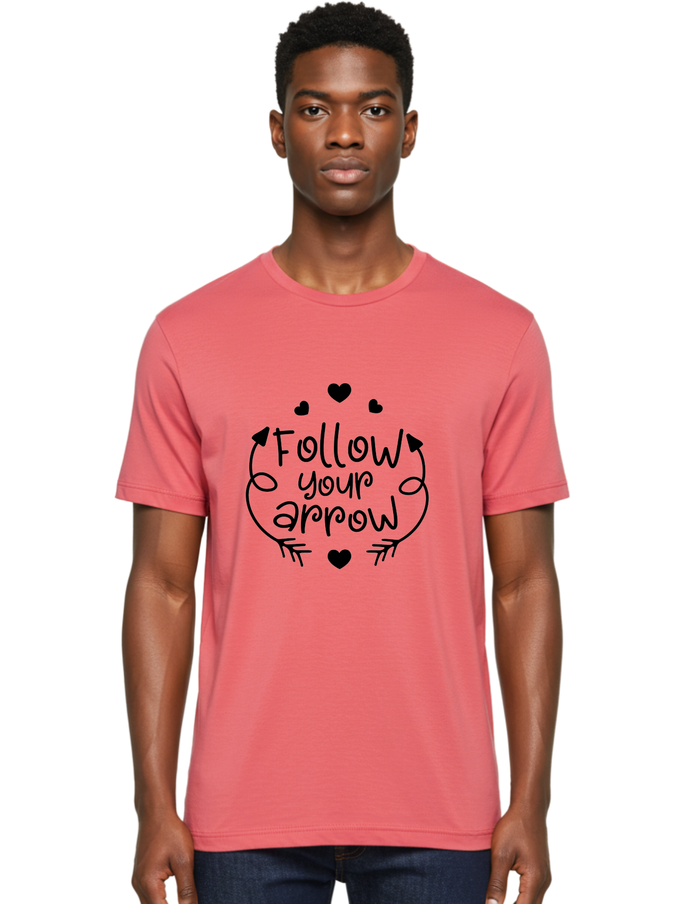 Follow-Your-Arrow Men'S Graphic Tee, 100% Cotton, Comfortable Casual Summer Wear, Machine Washable, Follow Your Arrow, Inspirational Quotes, Motivational Phrases, Arrow Design, Hearts, Love, Kindness, Positivity, Happy Vibes, Encouragement, Aac740 8