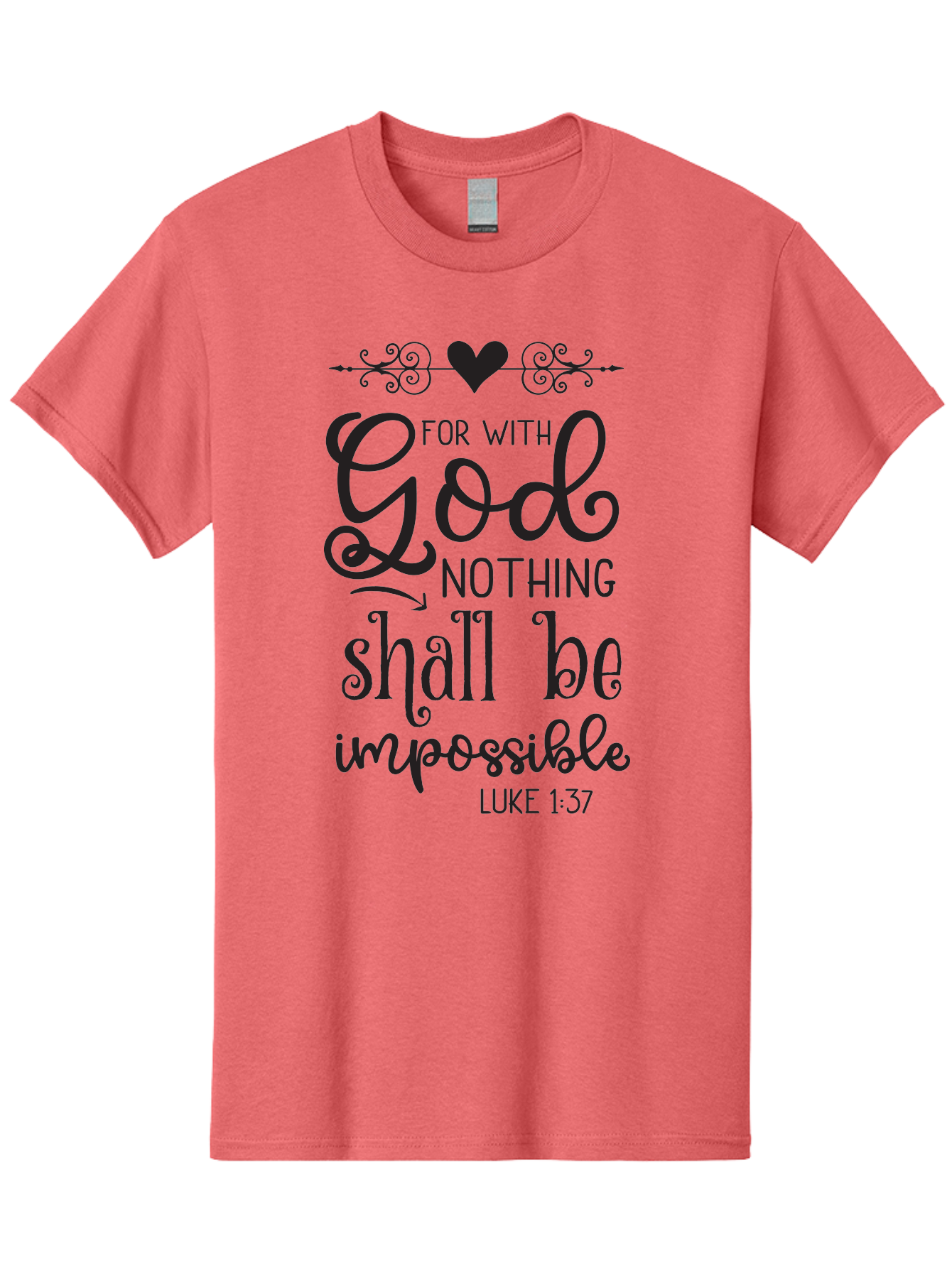 For-With-God-Nothing-Shall-Be-Impossible Men'S Graphic Tee, 100% Cotton, Comfortable Casual Summer Wear, Machine Washable, Inspirational Quote, Motivational Quote, Faith-Based Quote, Biblical Verse, Christian Quote, Luke 1:37, God Is Great, Aac744 17
