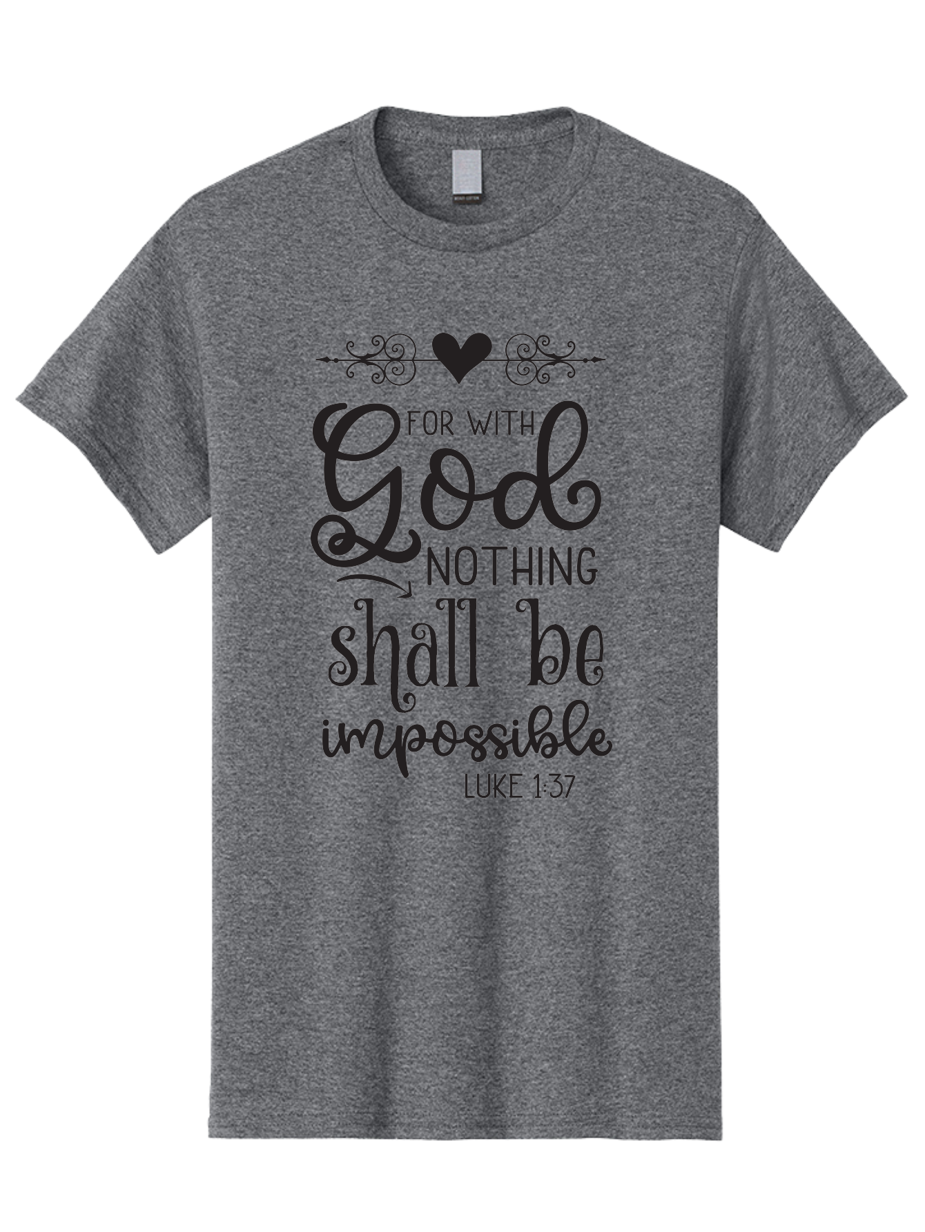 For-With-God-Nothing-Shall-Be-Impossible Men'S Graphic Tee, 100% Cotton, Comfortable Casual Summer Wear, Machine Washable, Inspirational Quote, Motivational Quote, Faith-Based Quote, Biblical Verse, Christian Quote, Luke 1:37, God Is Great, Aac744 15