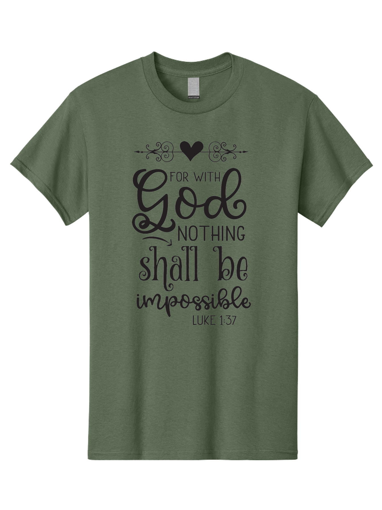 For-With-God-Nothing-Shall-Be-Impossible Men'S Graphic Tee, 100% Cotton, Comfortable Casual Summer Wear, Machine Washable, Inspirational Quote, Motivational Quote, Faith-Based Quote, Biblical Verse, Christian Quote, Luke 1:37, God Is Great, Aac744 5