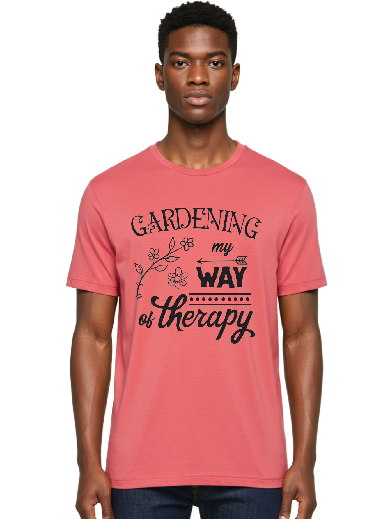 Gardening-My-Way-Of-Therapy Men'S Graphic Tee, 100% Cotton, Comfortable Casual Summer Wear, Machine Washable, Gardening Therapy, Mental Wellness, Self Care, Relaxation, Gardening Quotes, Inspirational Quotes, Floral Designs, Nature Lovers Aac750 18