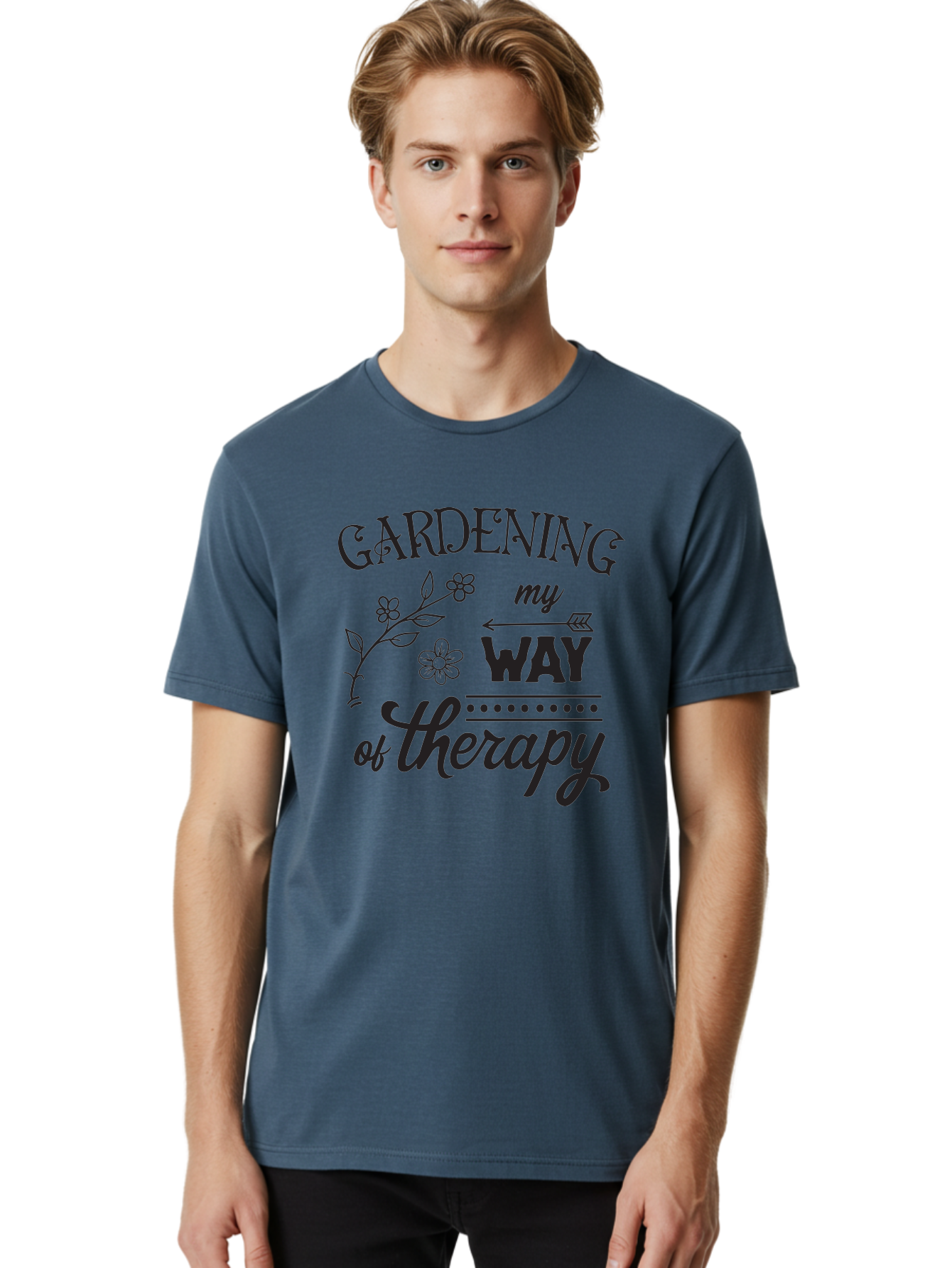 Gardening-My-Way-Of-Therapy Men'S Graphic Tee, 100% Cotton, Comfortable Casual Summer Wear, Machine Washable, Gardening Therapy, Mental Wellness, Self Care, Relaxation, Gardening Quotes, Inspirational Quotes, Floral Designs, Nature Lovers Aac750 14