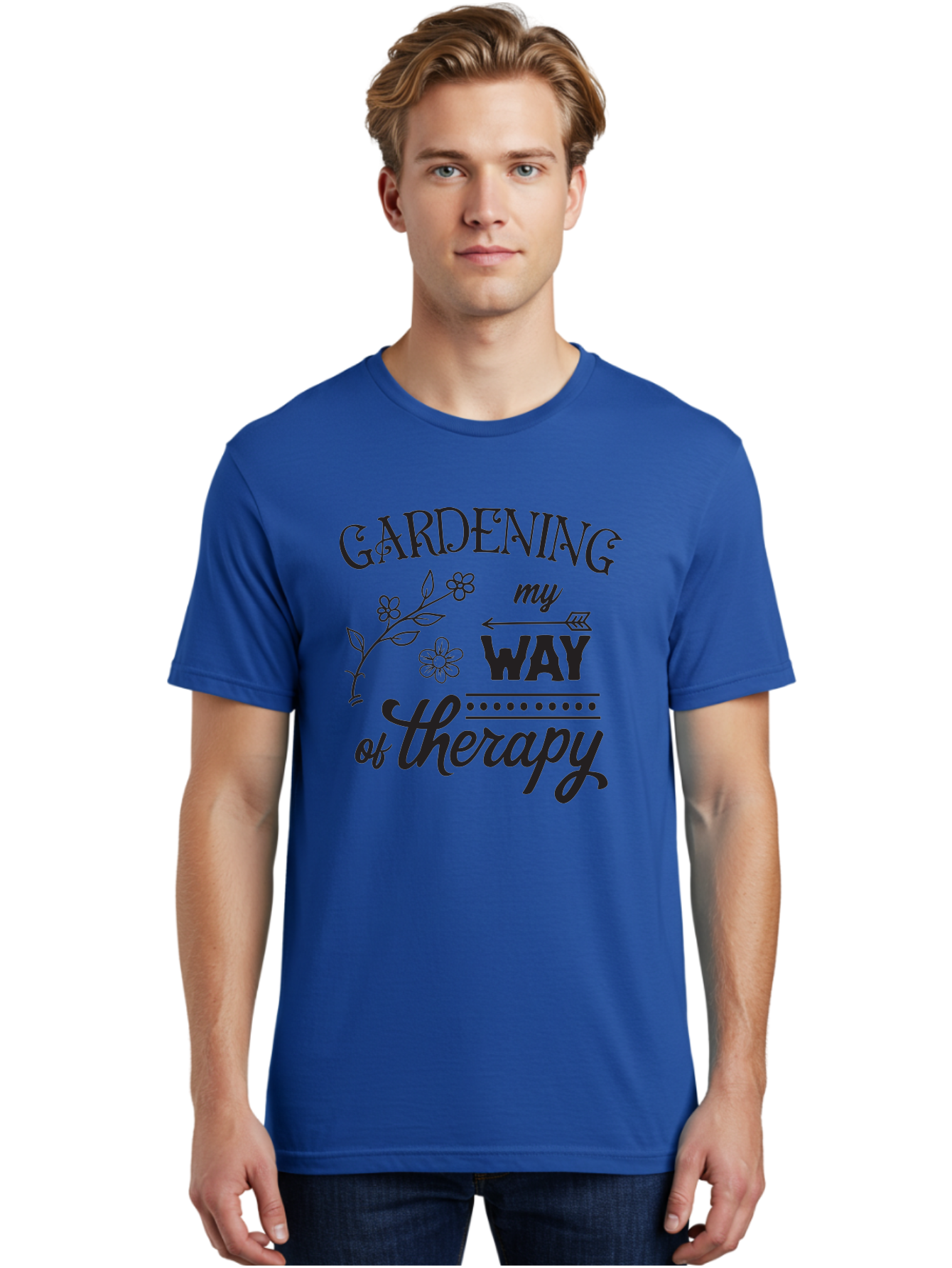 Gardening-My-Way-Of-Therapy Men'S Graphic Tee, 100% Cotton, Comfortable Casual Summer Wear, Machine Washable, Gardening Therapy, Mental Wellness, Self Care, Relaxation, Gardening Quotes, Inspirational Quotes, Floral Designs, Nature Lovers Aac750 12