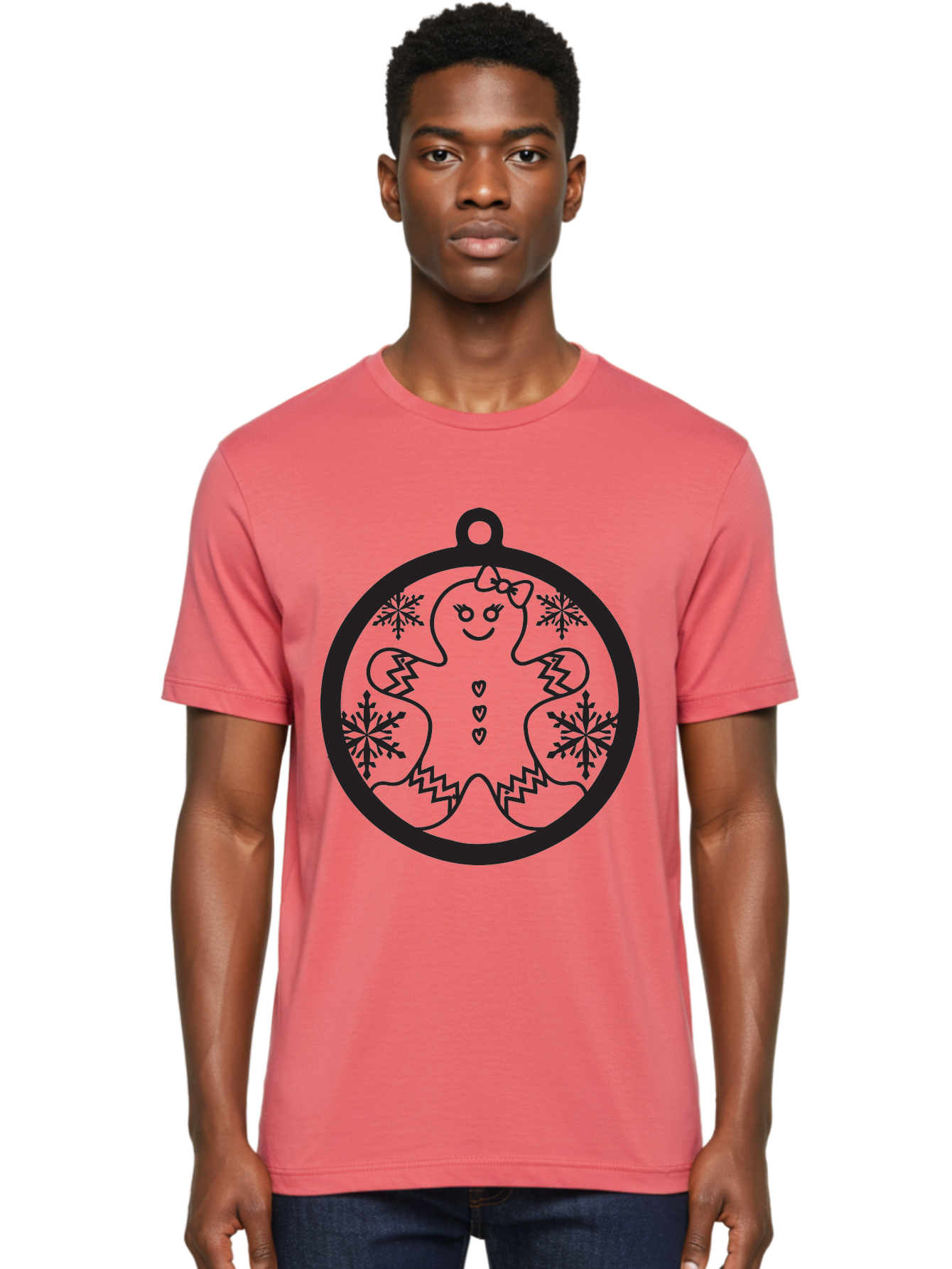 Gingerbread-Man-Ornament Men'S Graphic Tee, 100% Cotton, Comfortable Casual Summer Wear, Machine Washable, Gingerbread Man, Christmas Ornament, Festive Decor, Holiday Cheer, Winter Wonderland, Sweet Treats, Cookie Decoration, Charming Design, Aac755 8