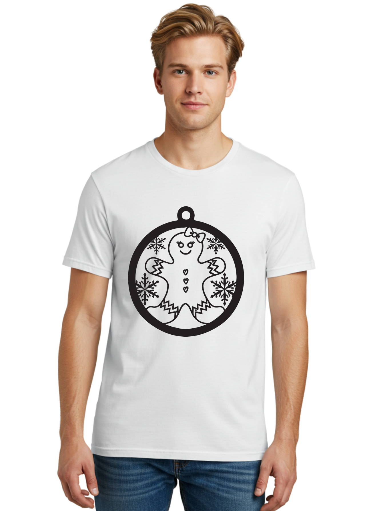 Gingerbread-Man-Ornament Men'S Graphic Tee, 100% Cotton, Comfortable Casual Summer Wear, Machine Washable, Gingerbread Man, Christmas Ornament, Festive Decor, Holiday Cheer, Winter Wonderland, Sweet Treats, Cookie Decoration, Charming Design, Aac755 12