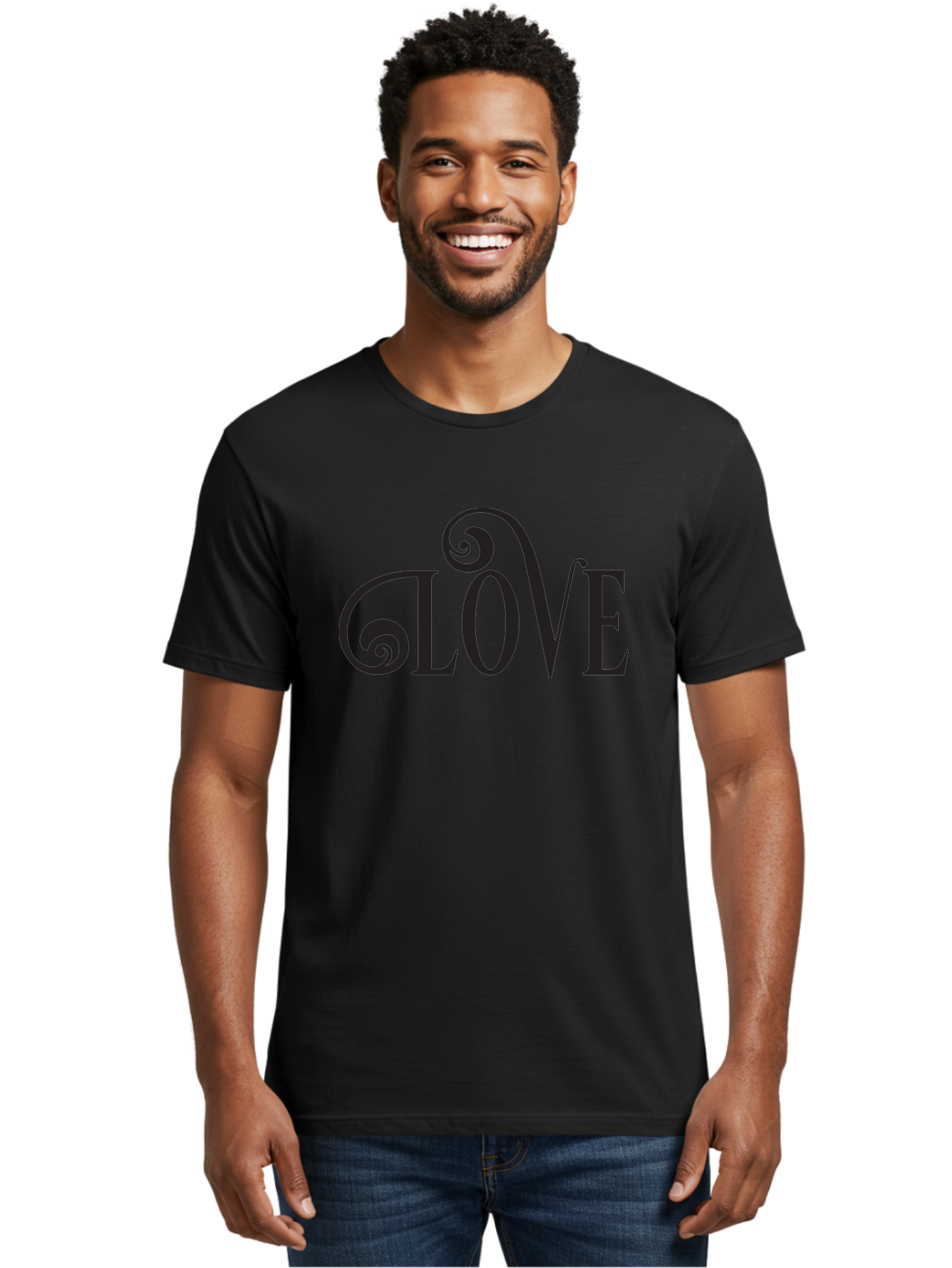 Glove Men'S Graphic Tee, 100% Cotton, Comfortable Casual Summer Wear, Machine Washable, Love Typography, Decorative Lettering, Swirly Design, Black Text, Elegant Font, Whimsical Style, Romantic Message, Stylish Graphics, Heartwarming Phrase Aac759 6
