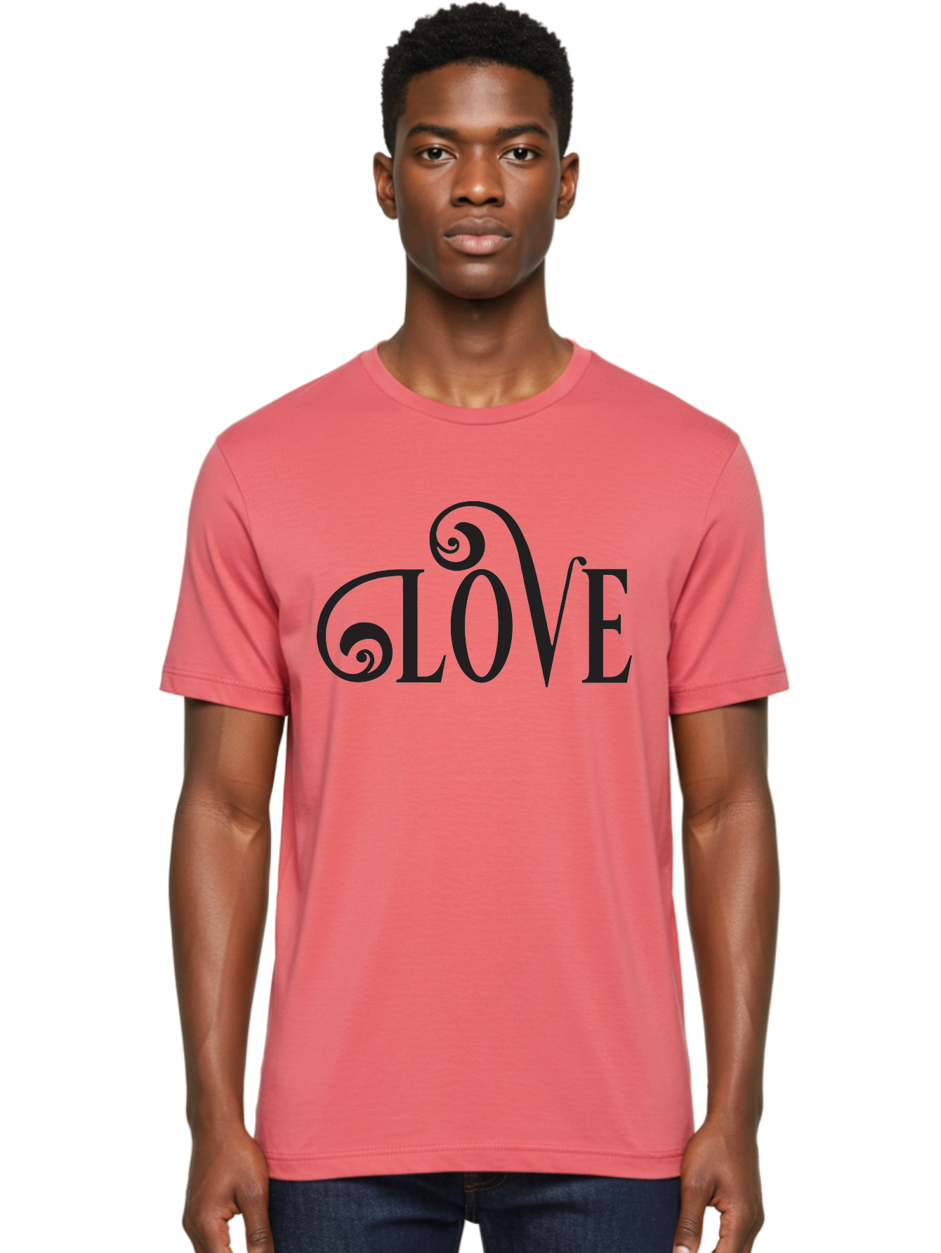 Glove Men'S Graphic Tee, 100% Cotton, Comfortable Casual Summer Wear, Machine Washable, Love Typography, Decorative Lettering, Swirly Design, Black Text, Elegant Font, Whimsical Style, Romantic Message, Stylish Graphics, Heartwarming Phrase Aac759 26