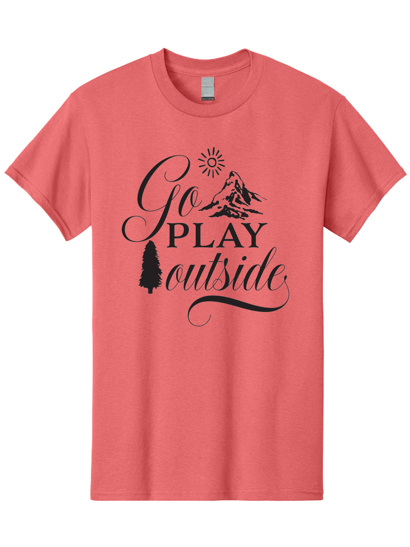 Go-Play-Outside Men'S Graphic Tee, 100% Cotton, Comfortable Casual Summer Wear, Machine Washable, Outdoor Adventure, Mountain Scenery, Pine Tree, Sunshine, Go Outside, Nature Call, Play Time, Active Lifestyle, Exploration, Outdoor Fun Aac760 5
