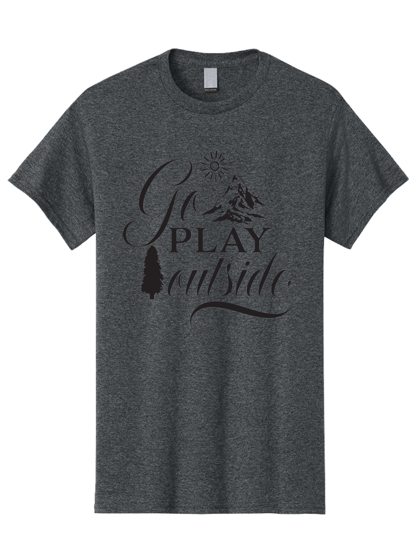 Go-Play-Outside Men'S Graphic Tee, 100% Cotton, Comfortable Casual Summer Wear, Machine Washable, Outdoor Adventure, Mountain Scenery, Pine Tree, Sunshine, Go Outside, Nature Call, Play Time, Active Lifestyle, Exploration, Outdoor Fun Aac760 11