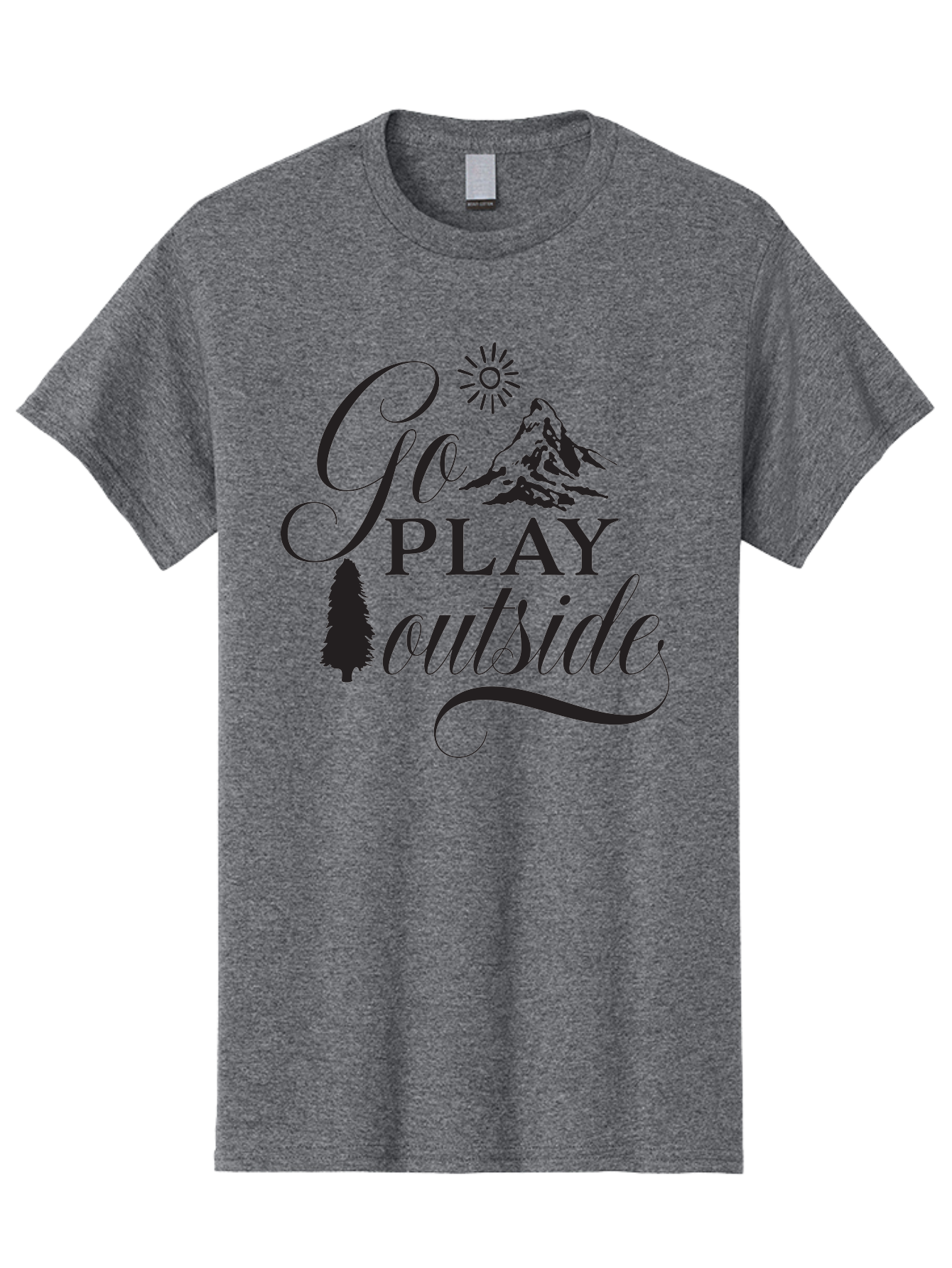 Go-Play-Outside Men'S Graphic Tee, 100% Cotton, Comfortable Casual Summer Wear, Machine Washable, Outdoor Adventure, Mountain Scenery, Pine Tree, Sunshine, Go Outside, Nature Call, Play Time, Active Lifestyle, Exploration, Outdoor Fun Aac760 13