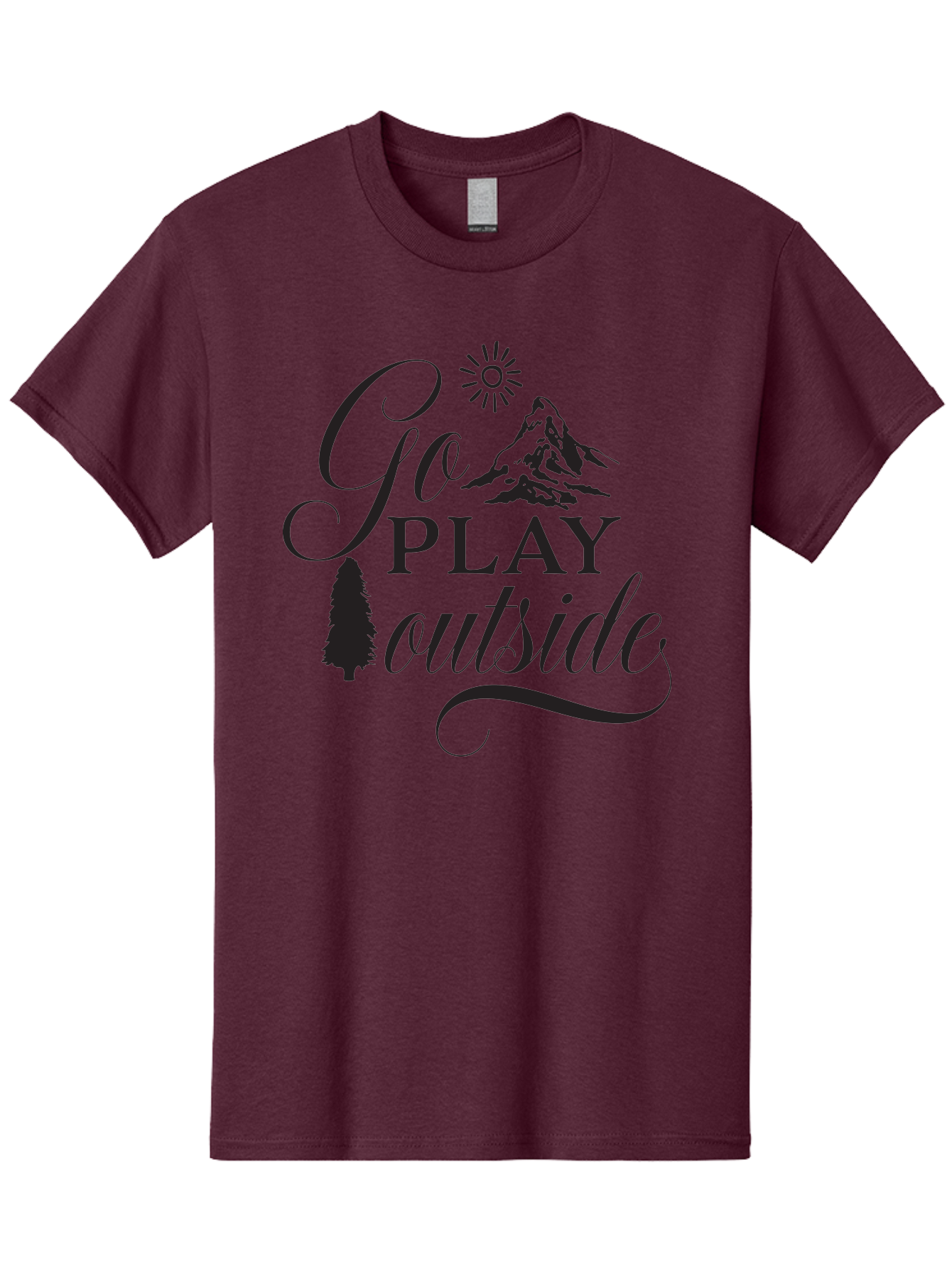 Go-Play-Outside Men'S Graphic Tee, 100% Cotton, Comfortable Casual Summer Wear, Machine Washable, Outdoor Adventure, Mountain Scenery, Pine Tree, Sunshine, Go Outside, Nature Call, Play Time, Active Lifestyle, Exploration, Outdoor Fun Aac760 29