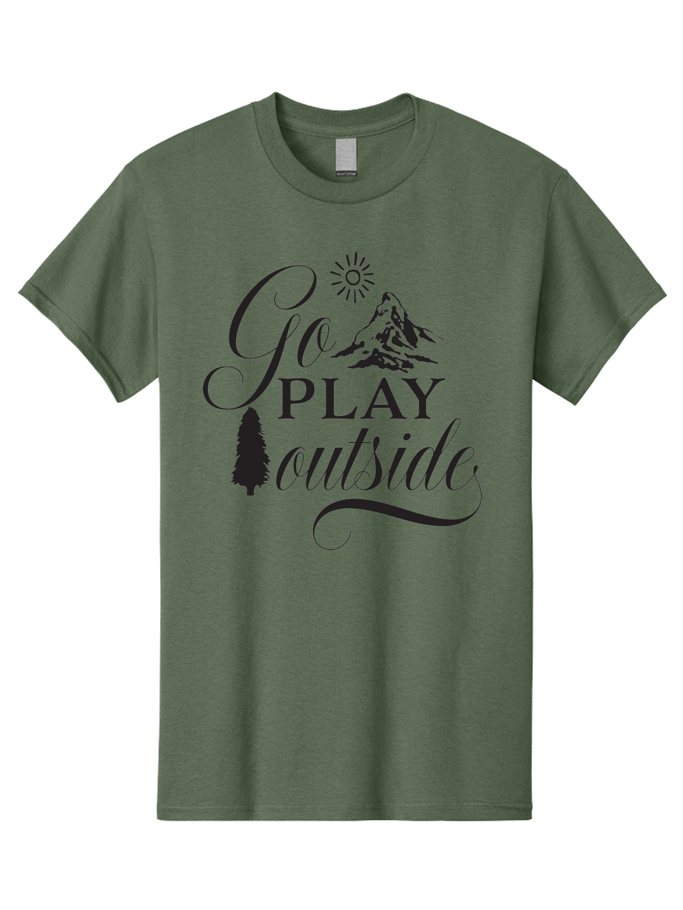 Go-Play-Outside Men'S Graphic Tee, 100% Cotton, Comfortable Casual Summer Wear, Machine Washable, Outdoor Adventure, Mountain Scenery, Pine Tree, Sunshine, Go Outside, Nature Call, Play Time, Active Lifestyle, Exploration, Outdoor Fun Aac760 25
