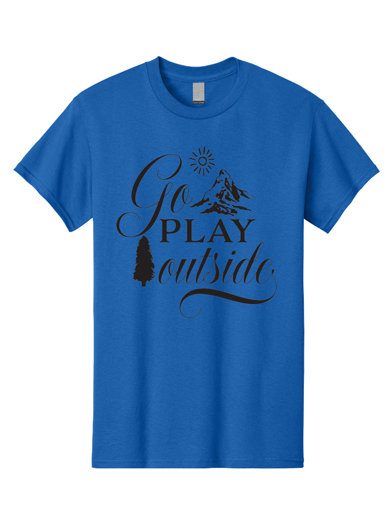 Go-Play-Outside Men'S Graphic Tee, 100% Cotton, Comfortable Casual Summer Wear, Machine Washable, Outdoor Adventure, Mountain Scenery, Pine Tree, Sunshine, Go Outside, Nature Call, Play Time, Active Lifestyle, Exploration, Outdoor Fun Aac760 21