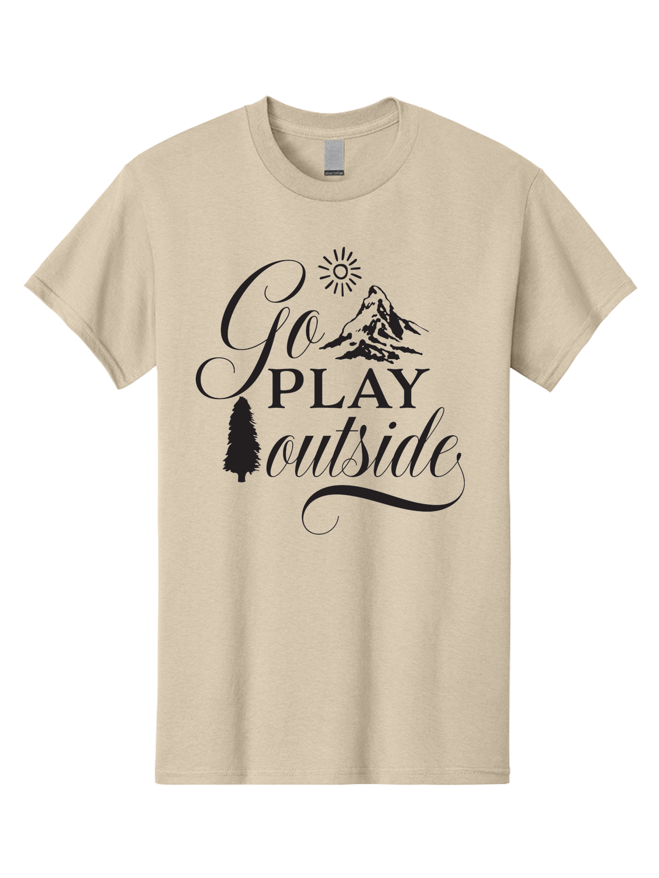 Go-Play-Outside Men'S Graphic Tee, 100% Cotton, Comfortable Casual Summer Wear, Machine Washable, Outdoor Adventure, Mountain Scenery, Pine Tree, Sunshine, Go Outside, Nature Call, Play Time, Active Lifestyle, Exploration, Outdoor Fun Aac760 15