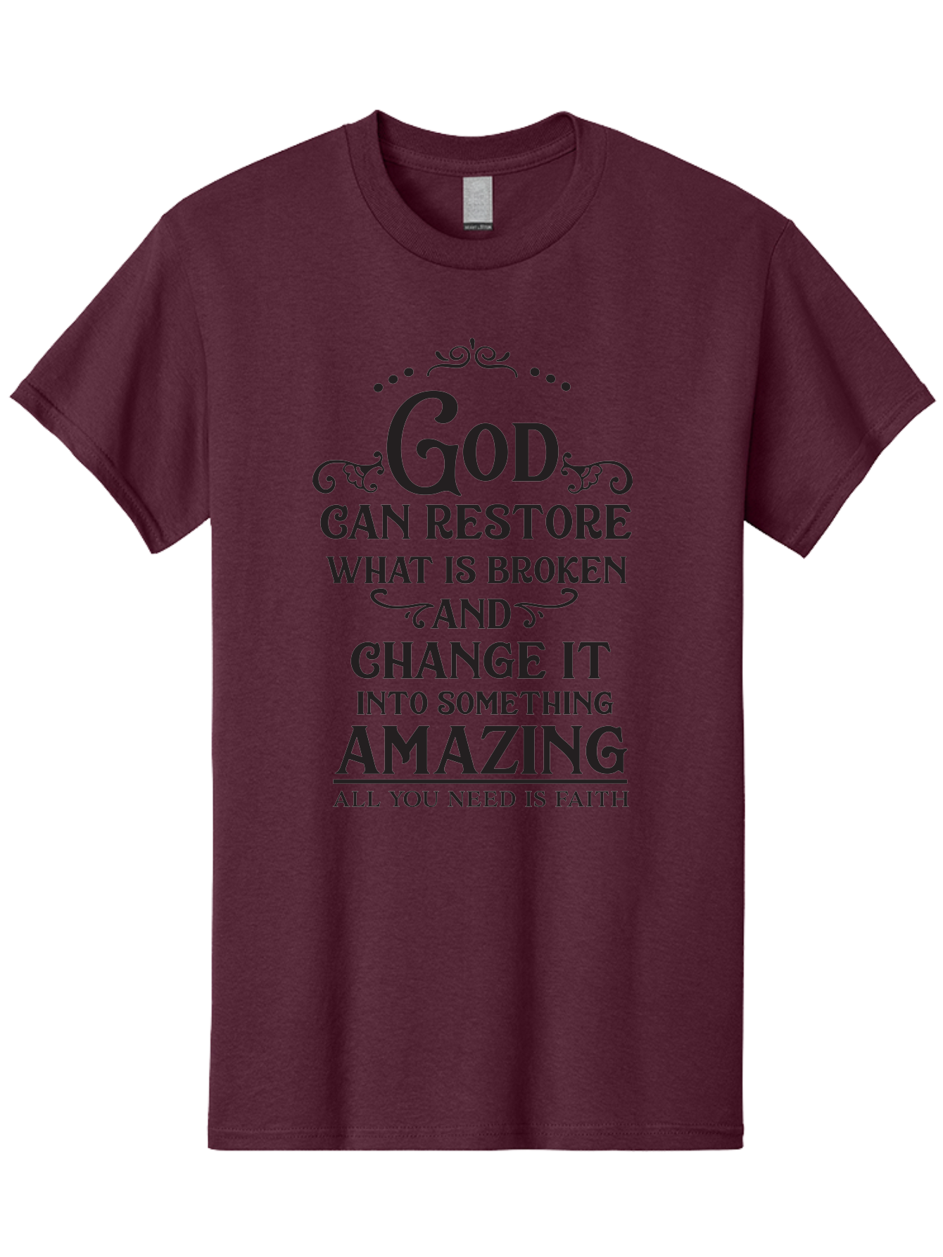 God-Can-Restore-What-Is-Broken Men'S Graphic Tee, 100% Cotton, Comfortable Casual Summer Wear, Machine Washable, Inspirational Quote, Motivational Words, Faith And Restoration, God Can Restore, Broken But Made Whole, Aac761 15