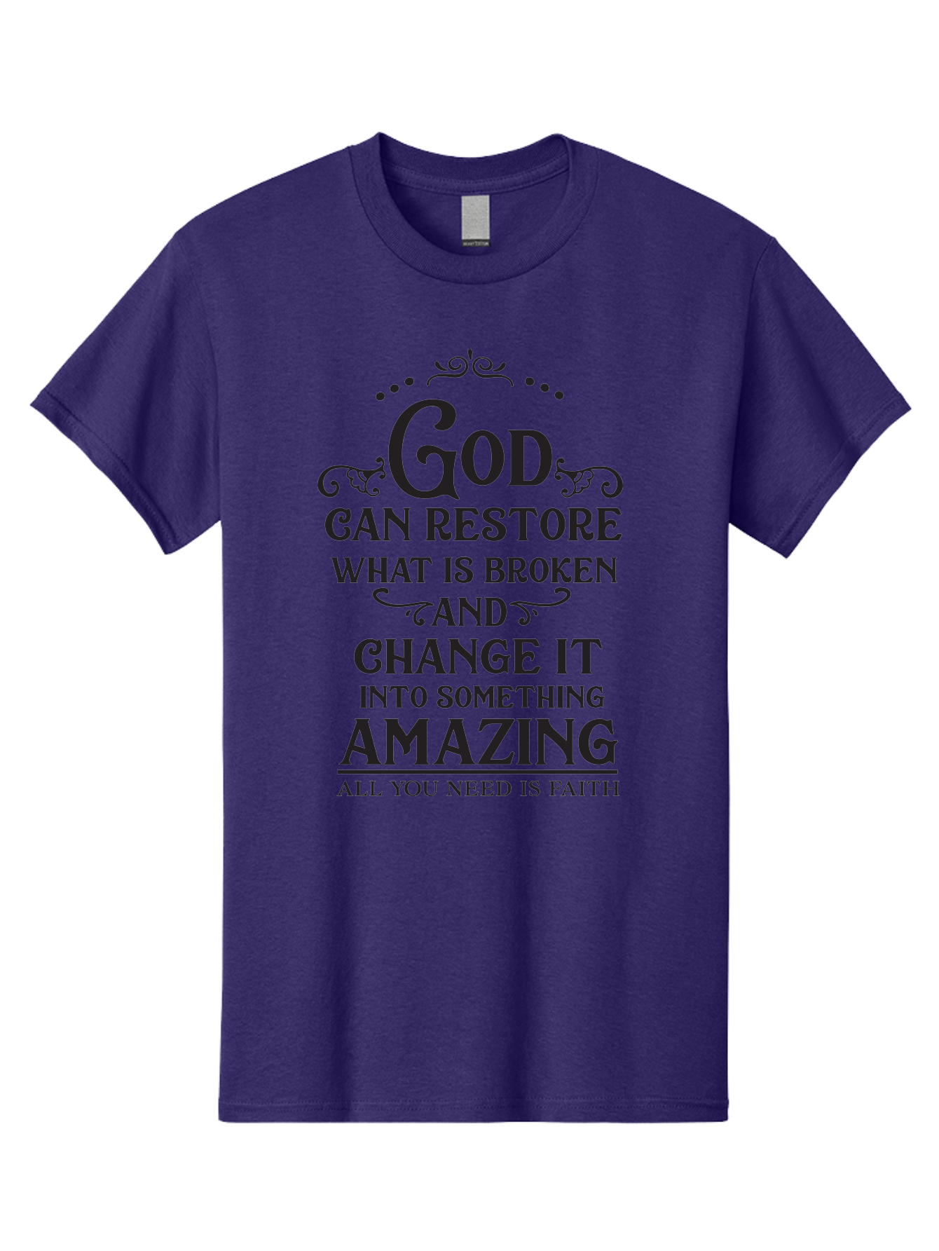 God-Can-Restore-What-Is-Broken Men'S Graphic Tee, 100% Cotton, Comfortable Casual Summer Wear, Machine Washable, Inspirational Quote, Motivational Words, Faith And Restoration, God Can Restore, Broken But Made Whole, Aac761 13