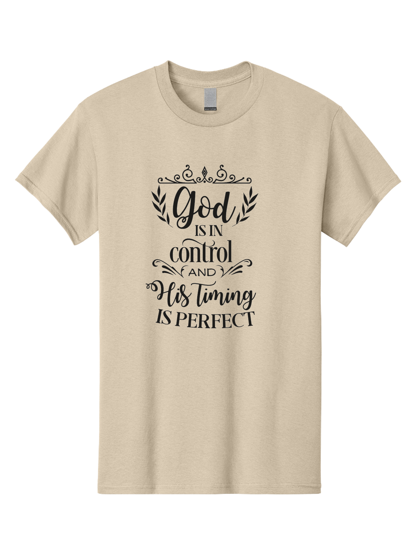 God-Is-In-Control-And-His-Timing-Is-Perfect Men'S Graphic Tee, 100% Cotton, Comfortable Casual Summer Wear, Machine Washable, Faith Quote, Inspirational Quote, Motivational Quote, Religious Quote, God Is In Control, His Timing Is Perfect, Aac764 19