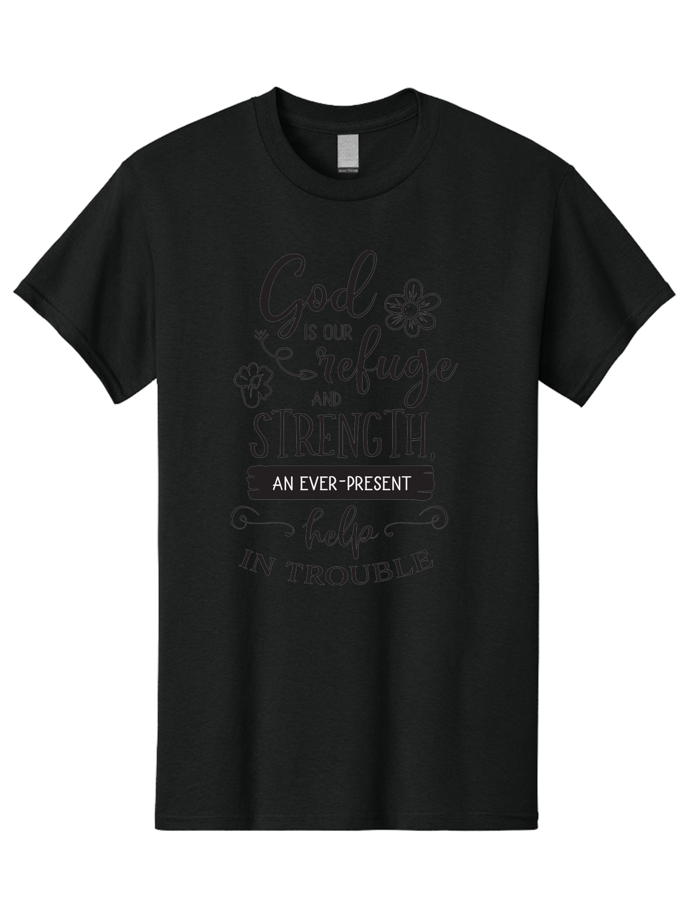 God-Is-Our-Refuge Men'S Graphic Tee, 100% Cotton, Comfortable Casual Summer Wear, Machine Washable, Inspirational Quote, Bible Verse, Motivational Words, Faith And Spirituality, Trust In God, Strength In Trouble, Refuge And Help, Aac765 11
