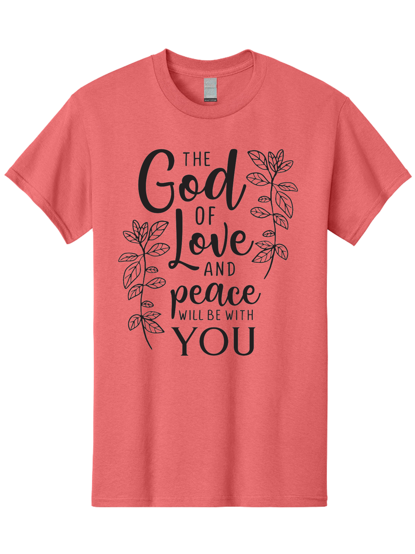 God-Of-Love-And-Peace Men'S Graphic Tee, 100% Cotton, Comfortable Casual Summer Wear, Machine Washable, Inspirational Quote, God Of Love And Peace, Uplifting Message, Positive Affirmation, Leafy Design, Black Typography, Spiritual Words, Aac766 23