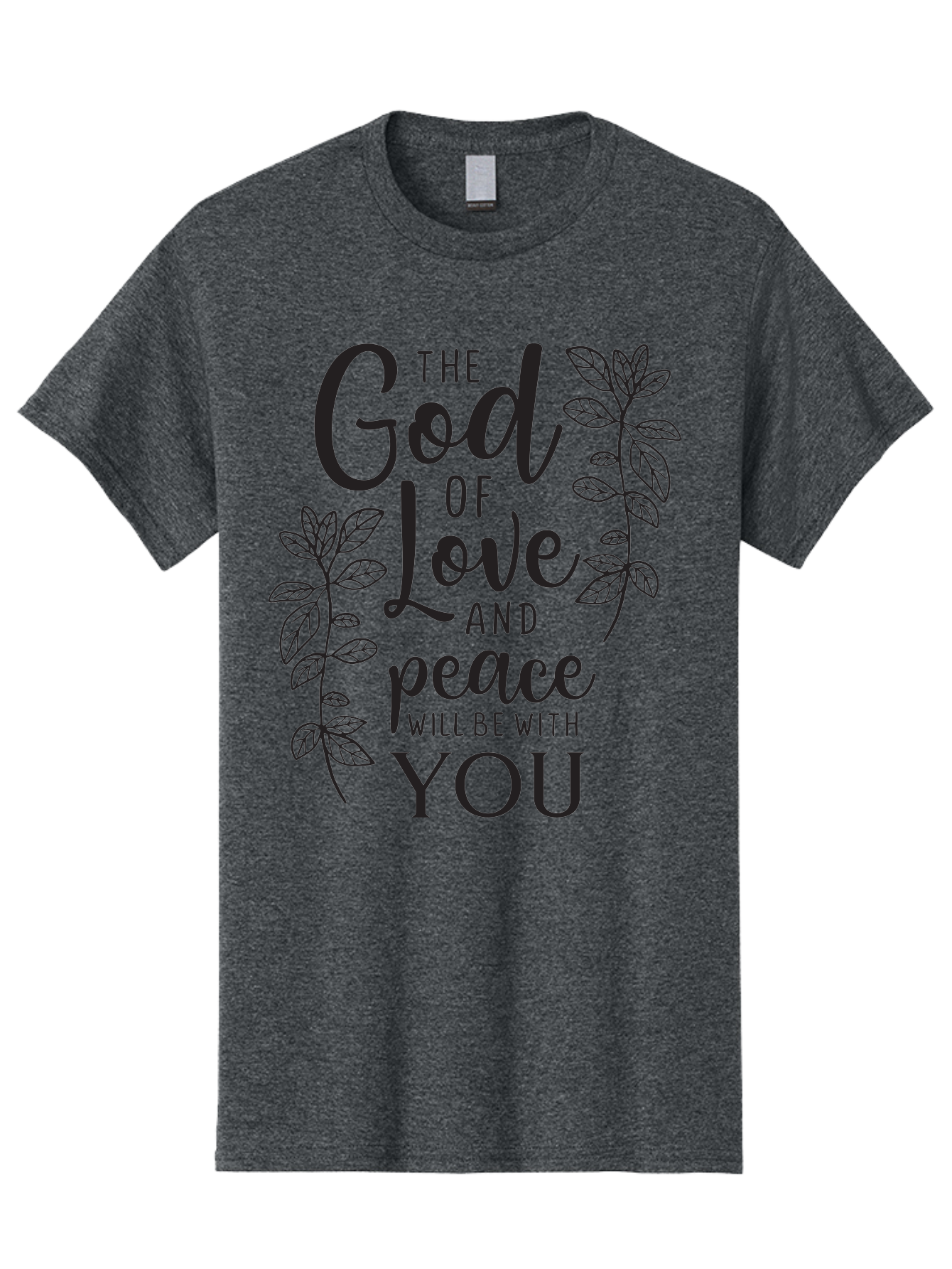 God-Of-Love-And-Peace Men'S Graphic Tee, 100% Cotton, Comfortable Casual Summer Wear, Machine Washable, Inspirational Quote, God Of Love And Peace, Uplifting Message, Positive Affirmation, Leafy Design, Black Typography, Spiritual Words, Aac766 3