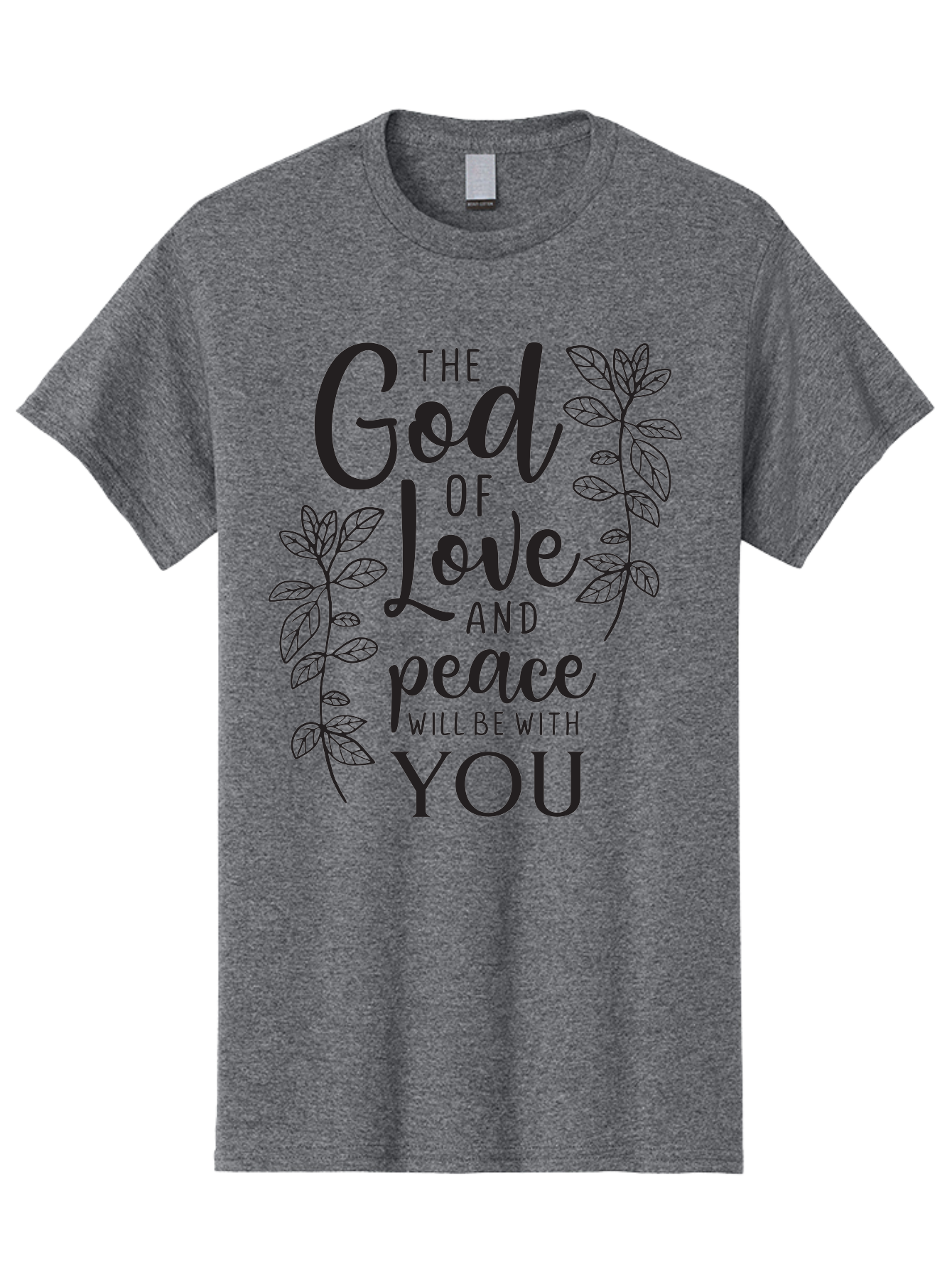 God-Of-Love-And-Peace Men'S Graphic Tee, 100% Cotton, Comfortable Casual Summer Wear, Machine Washable, Inspirational Quote, God Of Love And Peace, Uplifting Message, Positive Affirmation, Leafy Design, Black Typography, Spiritual Words, Aac766 7