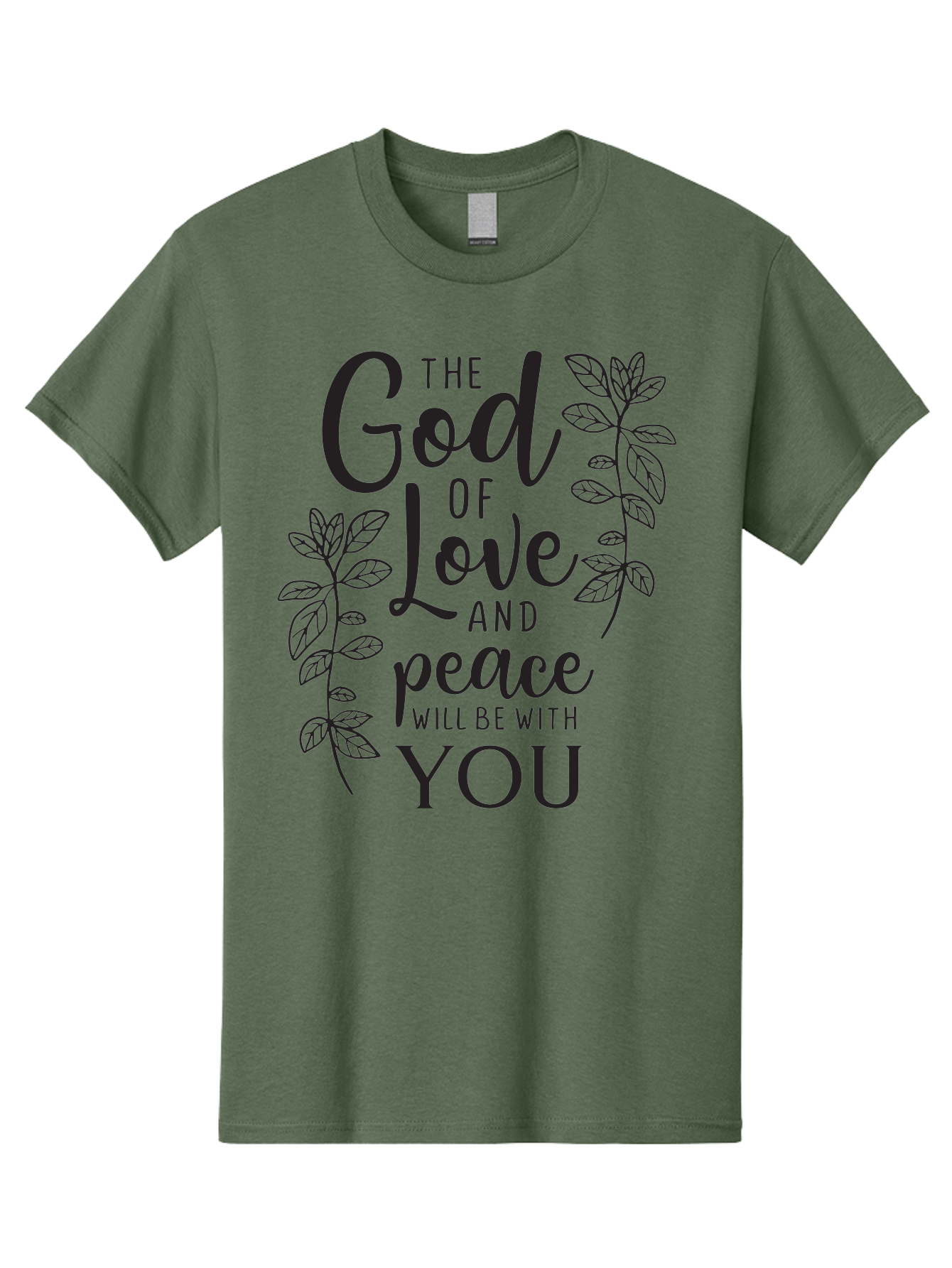 God-Of-Love-And-Peace Men'S Graphic Tee, 100% Cotton, Comfortable Casual Summer Wear, Machine Washable, Inspirational Quote, God Of Love And Peace, Uplifting Message, Positive Affirmation, Leafy Design, Black Typography, Spiritual Words, Aac766 5