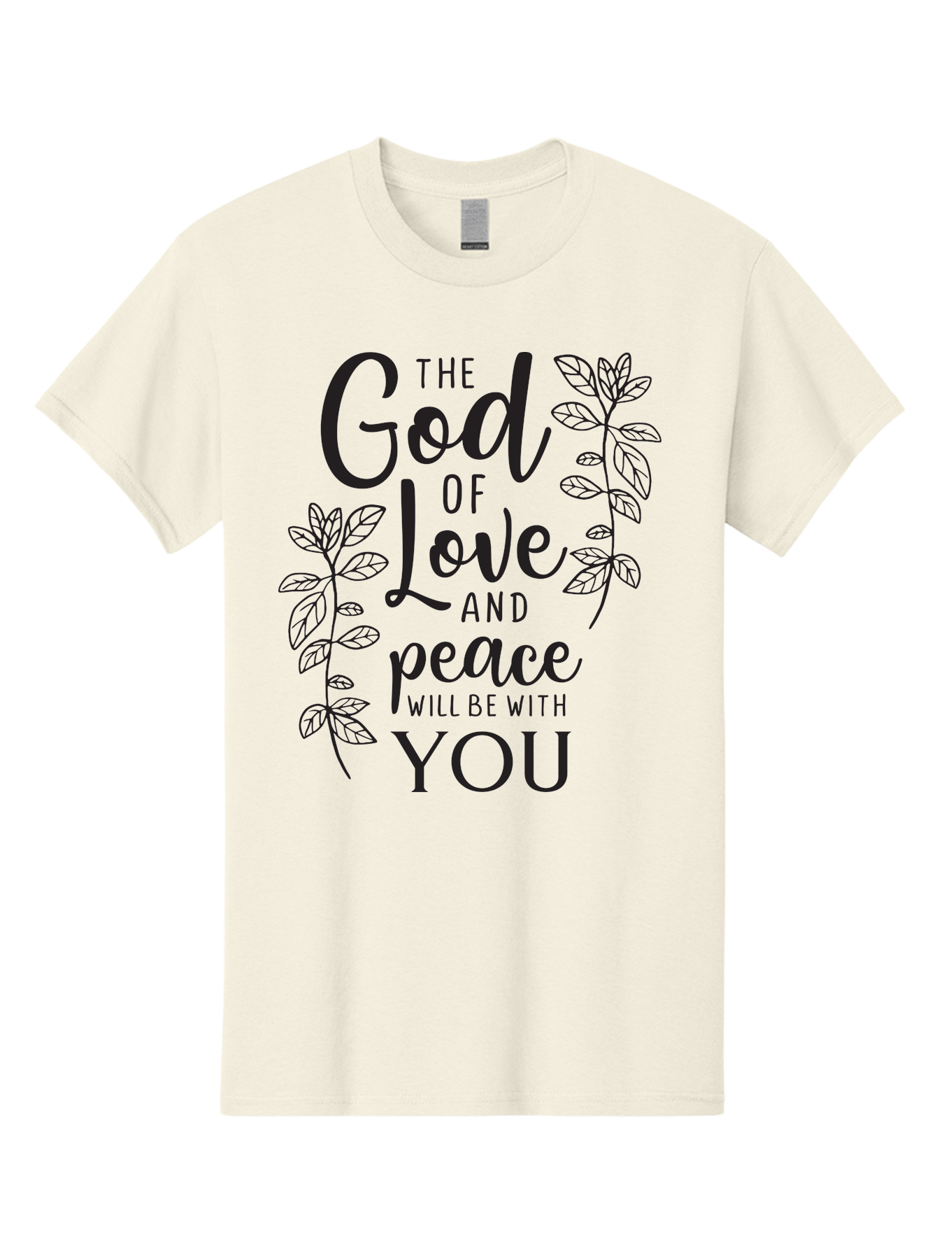 God-Of-Love-And-Peace Men'S Graphic Tee, 100% Cotton, Comfortable Casual Summer Wear, Machine Washable, Inspirational Quote, God Of Love And Peace, Uplifting Message, Positive Affirmation, Leafy Design, Black Typography, Spiritual Words, Aac766 29