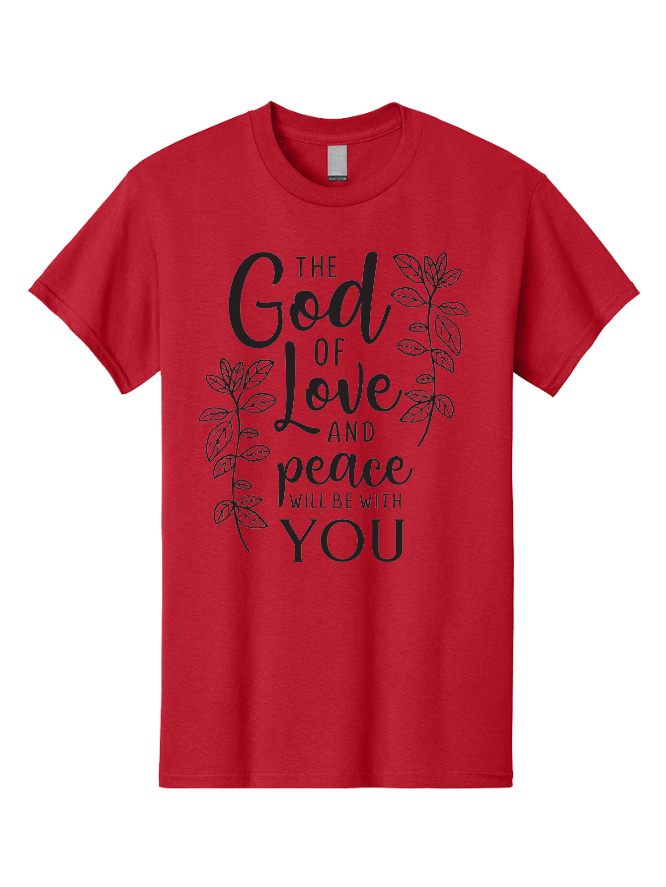 God-Of-Love-And-Peace Men'S Graphic Tee, 100% Cotton, Comfortable Casual Summer Wear, Machine Washable, Inspirational Quote, God Of Love And Peace, Uplifting Message, Positive Affirmation, Leafy Design, Black Typography, Spiritual Words, Aac766 15