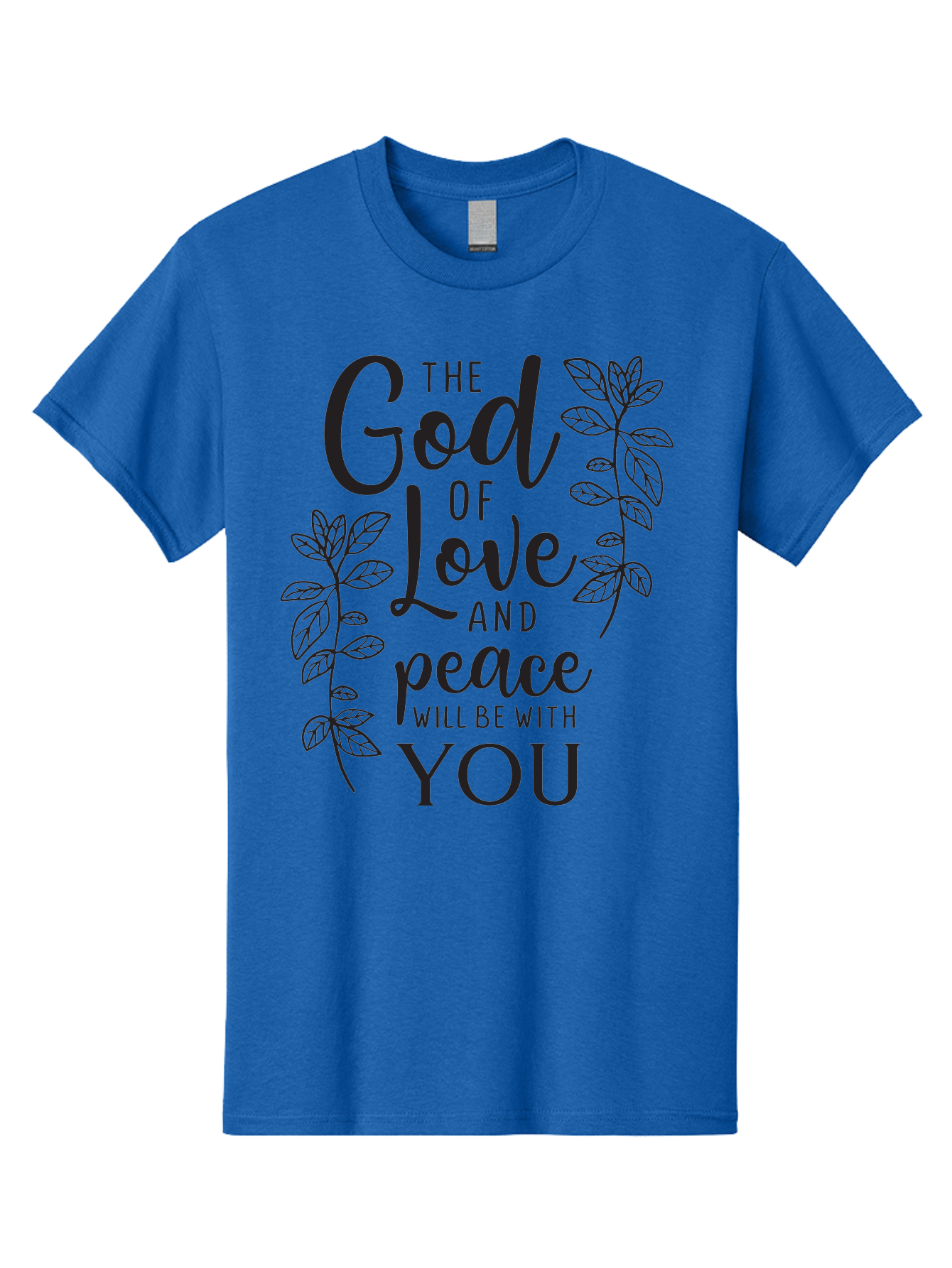 God-Of-Love-And-Peace Men'S Graphic Tee, 100% Cotton, Comfortable Casual Summer Wear, Machine Washable, Inspirational Quote, God Of Love And Peace, Uplifting Message, Positive Affirmation, Leafy Design, Black Typography, Spiritual Words, Aac766 19