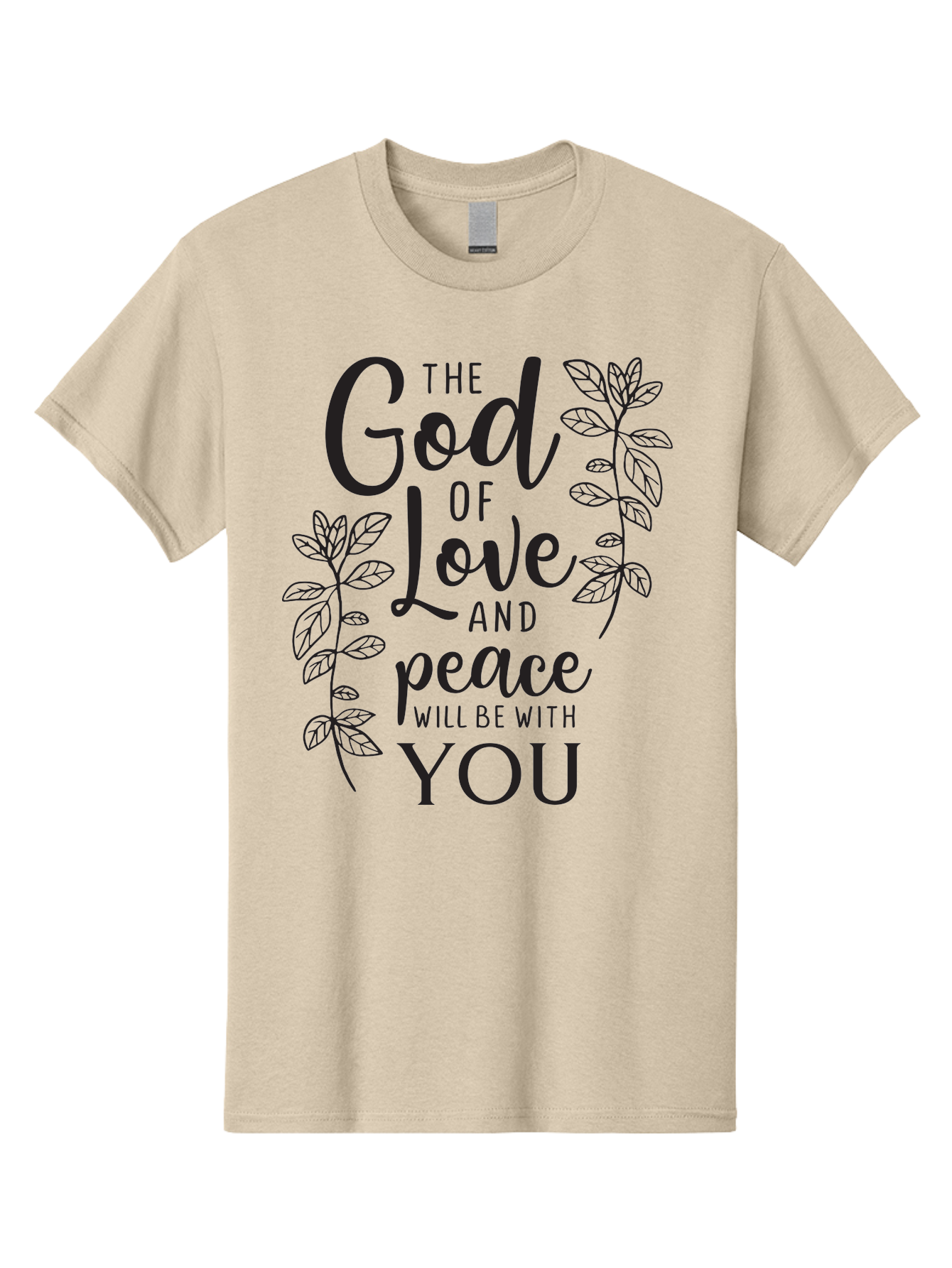 God-Of-Love-And-Peace Men'S Graphic Tee, 100% Cotton, Comfortable Casual Summer Wear, Machine Washable, Inspirational Quote, God Of Love And Peace, Uplifting Message, Positive Affirmation, Leafy Design, Black Typography, Spiritual Words, Aac766 27