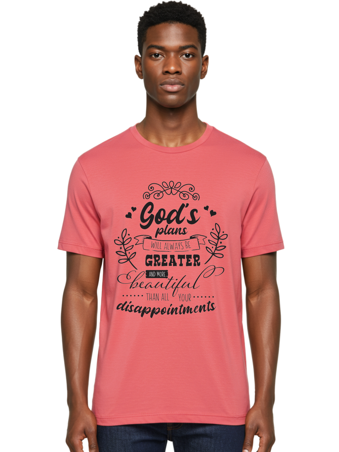 God-S-Plans Men'S Graphic Tee, 100% Cotton, Comfortable Casual Summer Wear, Machine Washable, Inspirational Quotes, Motivational Quotes, Faith-Based Quotes, God'S Plan, Scripture Quotes, Hope And Encouragement, Positive Affirmation Aac767 10