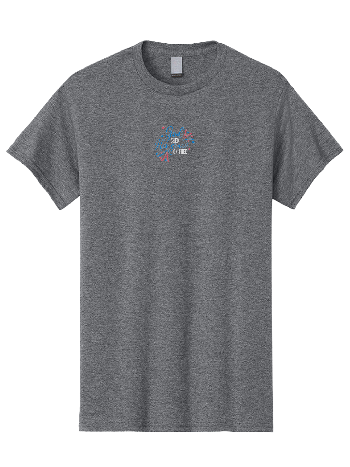 God-Shed-His-Grace-On-Thee Men'S Graphic Tee, 100% Cotton, Comfortable Casual Summer Wear, Machine Washable, Inspirational Quote, Faith-Based Design, Scripture Art, Devotional Graphics, Motivational Words, Christian Decor, Blue And Pink Stars, Aac768 15