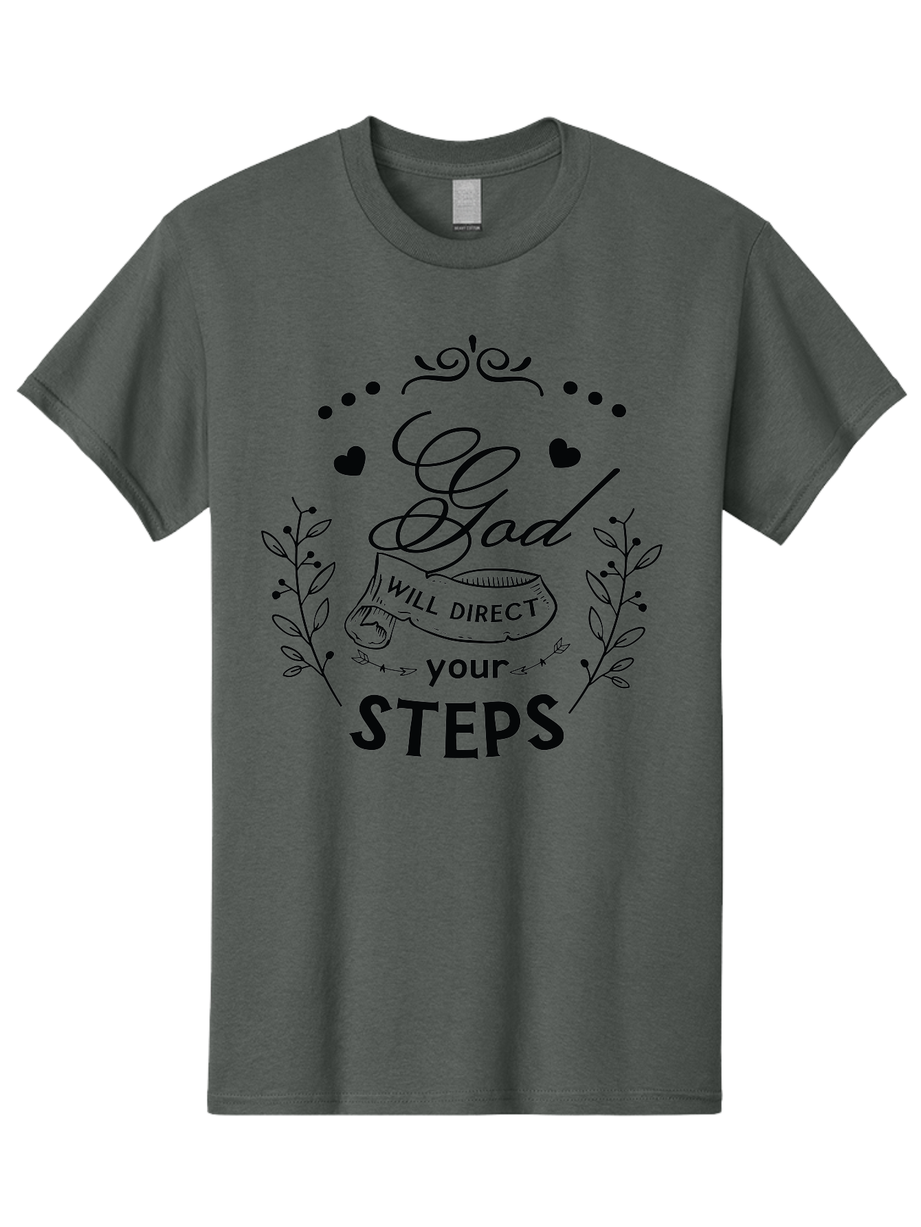 God-Will-Direct-Your-Steps-1 Men'S Graphic Tee, 100% Cotton, Comfortable Casual Summer Wear, Machine Washable, Inspirational Quote, Motivational Saying, God Will Direct Your Steps, Faith-Based Message, Spiritual Guidance, Bible Verse, Aac769 3