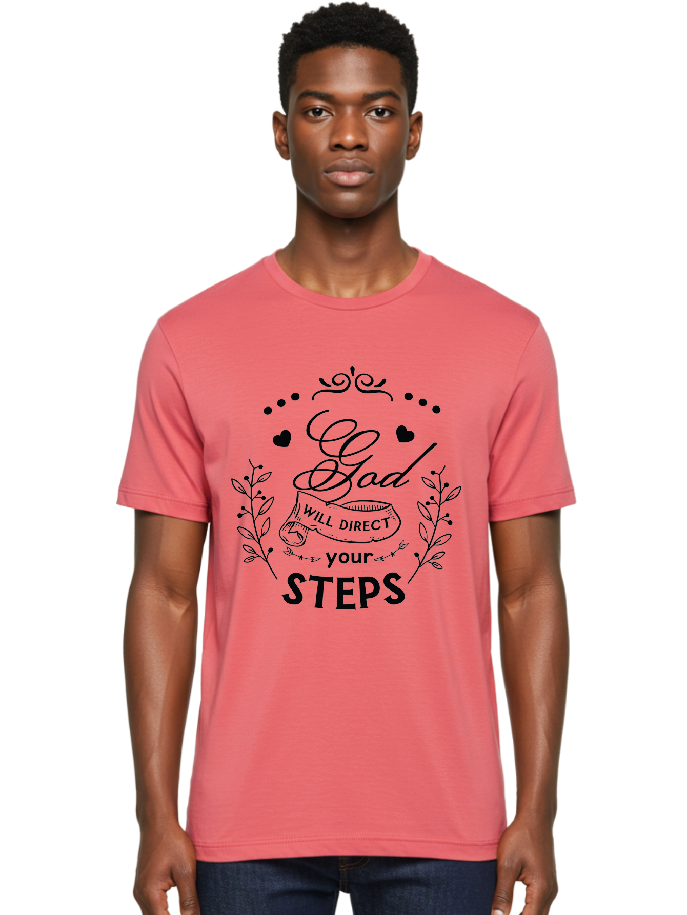 God-Will-Direct-Your-Steps-1 Men'S Graphic Tee, 100% Cotton, Comfortable Casual Summer Wear, Machine Washable, Inspirational Quote, Motivational Saying, God Will Direct Your Steps, Faith-Based Message, Spiritual Guidance, Bible Verse, Aac769 20