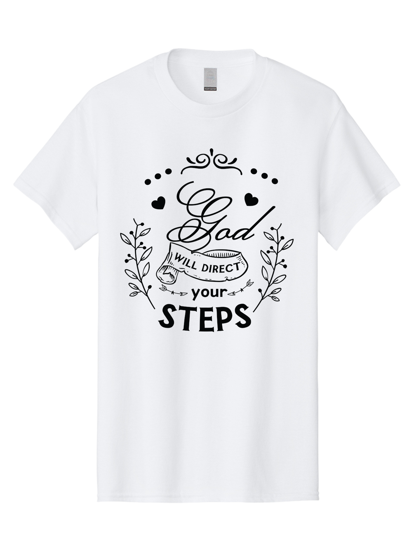 God-Will-Direct-Your-Steps-1 Men'S Graphic Tee, 100% Cotton, Comfortable Casual Summer Wear, Machine Washable, Inspirational Quote, Motivational Saying, God Will Direct Your Steps, Faith-Based Message, Spiritual Guidance, Bible Verse, Aac769 25