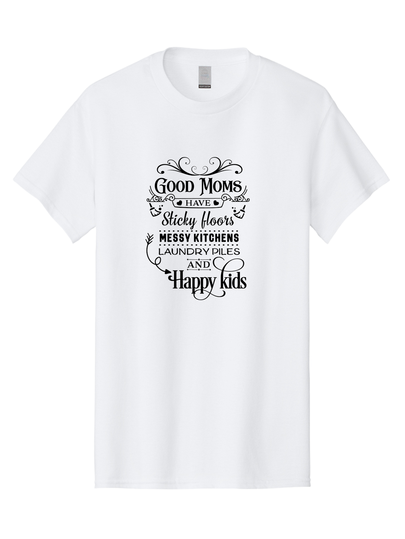 Good-Moms Men'S Graphic Tee, 100% Cotton, Comfortable Casual Summer Wear, Machine Washable, Good Moms, Happy Kids, Messy Kitchens, Laundry Piles, Sticky Floors, Motherhood, Parenting, Family Life, Motherly Love, Mom Quotes Aac771 25