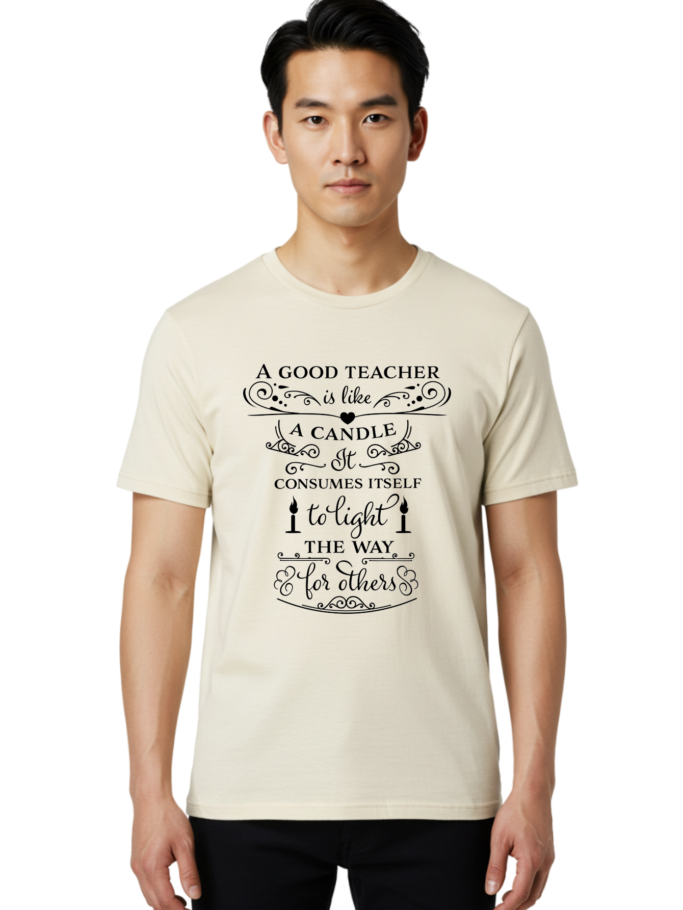 Good-Teacher-Candle-Quote Men'S Graphic Tee, 100% Cotton, Comfortable Casual Summer Wear, Machine Washable, Good Teacher, Inspirational Quote, Teacher Appreciation, Candle Metaphor, Selfless Dedication, Teacher'S Day Gift, Motivational Message Aac772 22