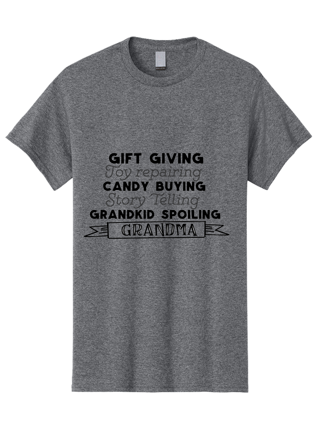 Grandma Men'S Graphic Tee, 100% Cotton, Comfortable Casual Summer Wear, Machine Washable, Grandma, Gift Giving, Toy Repairing, Candy Buying, Story Telling, Grandkid Spoiling, Family Love, Grandmotherly Activities, Grandmother'S Day Aac775 5