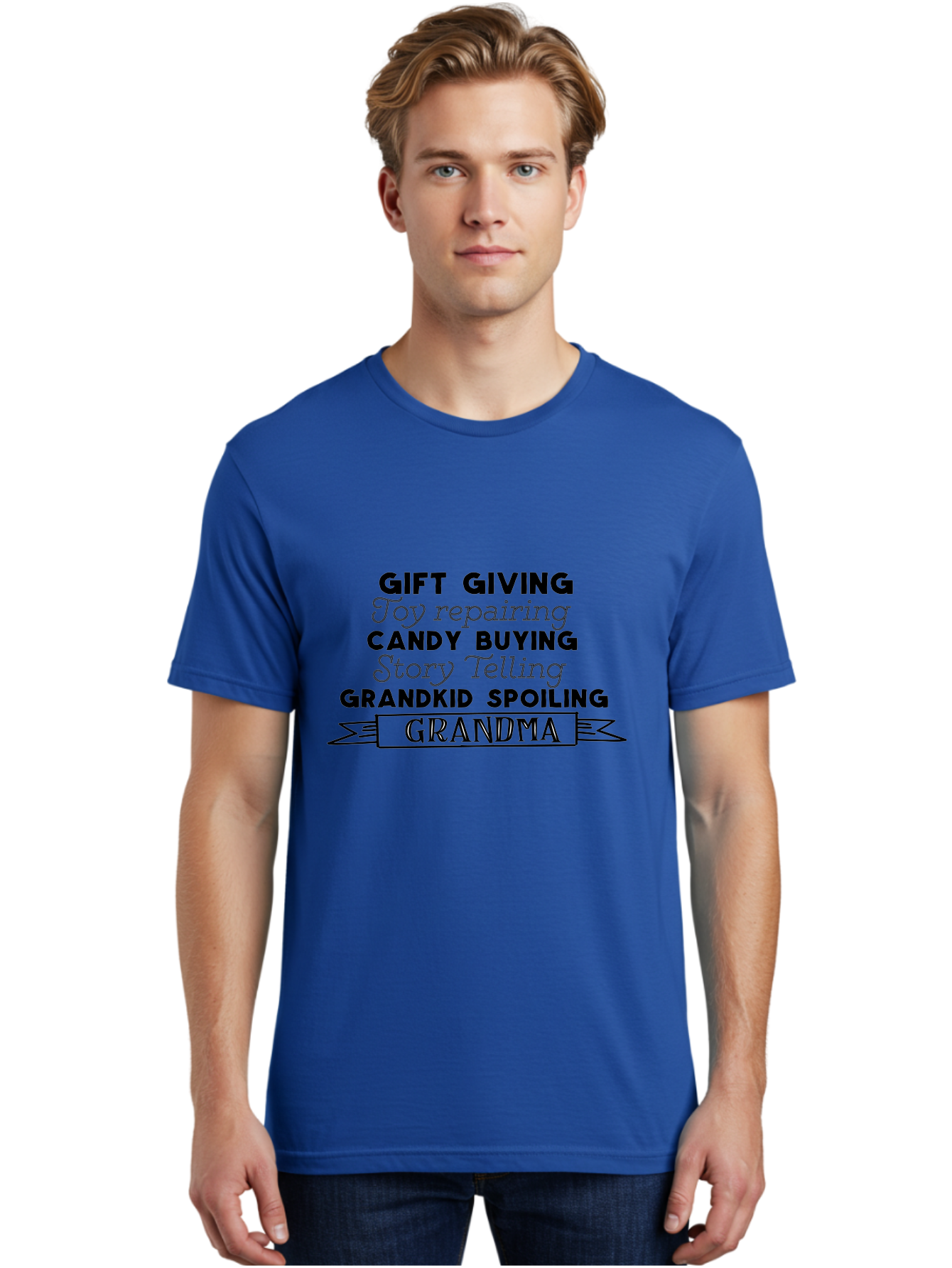 Grandma Men'S Graphic Tee, 100% Cotton, Comfortable Casual Summer Wear, Machine Washable, Grandma, Gift Giving, Toy Repairing, Candy Buying, Story Telling, Grandkid Spoiling, Family Love, Grandmotherly Activities, Grandmother'S Day Aac775 4
