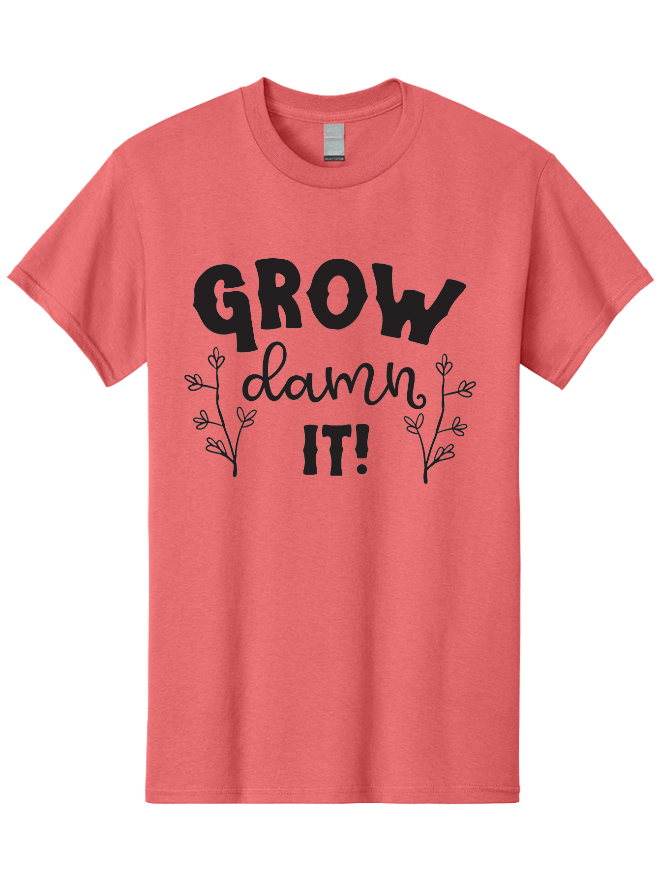 Grow-Damn-It Men'S Graphic Tee, 100% Cotton, Comfortable Casual Summer Wear, Machine Washable, Motivational Quote, Plant Growth, Inspiration, Gardening, Positivity, Growth Mindset, Botanical Illustrations, Typography Art Aac781 25
