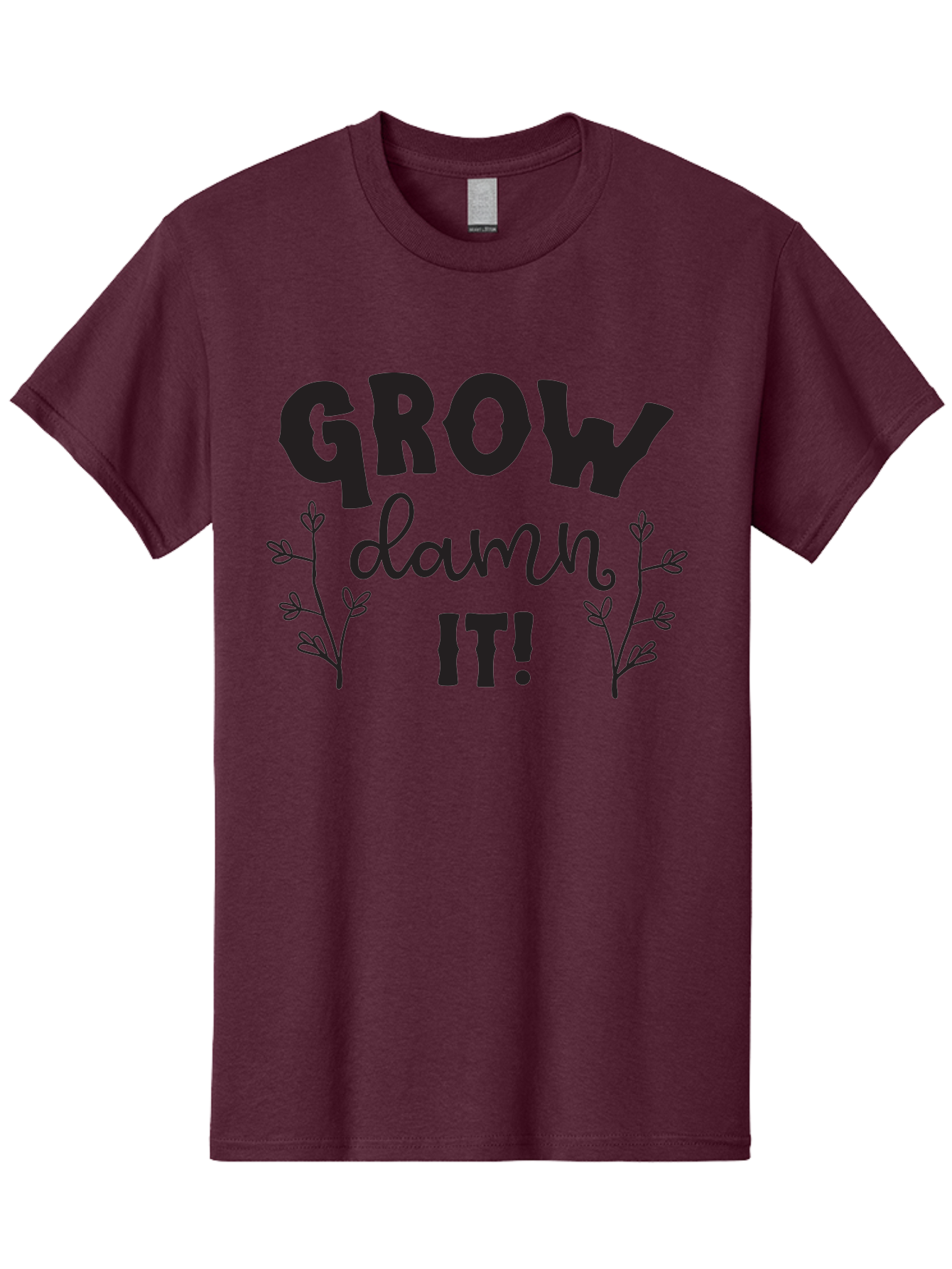 Grow-Damn-It Men'S Graphic Tee, 100% Cotton, Comfortable Casual Summer Wear, Machine Washable, Motivational Quote, Plant Growth, Inspiration, Gardening, Positivity, Growth Mindset, Botanical Illustrations, Typography Art Aac781 23