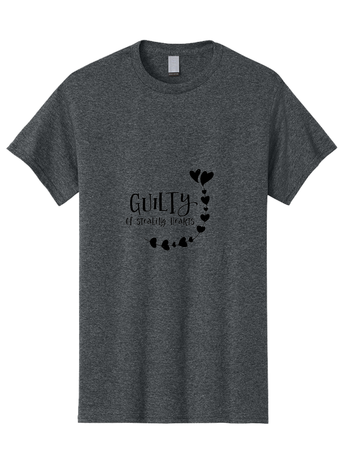 Guilty-Of-Stealing-Hearts Men'S Graphic Tee, 100% Cotton, Comfortable Casual Summer Wear, Machine Washable, Guilty Of Stealing Hearts, Heartbreak, Love, Valentines Day, Romance, Black Hearts, Love Affair, Heart Design, Playful Font Aac782 13