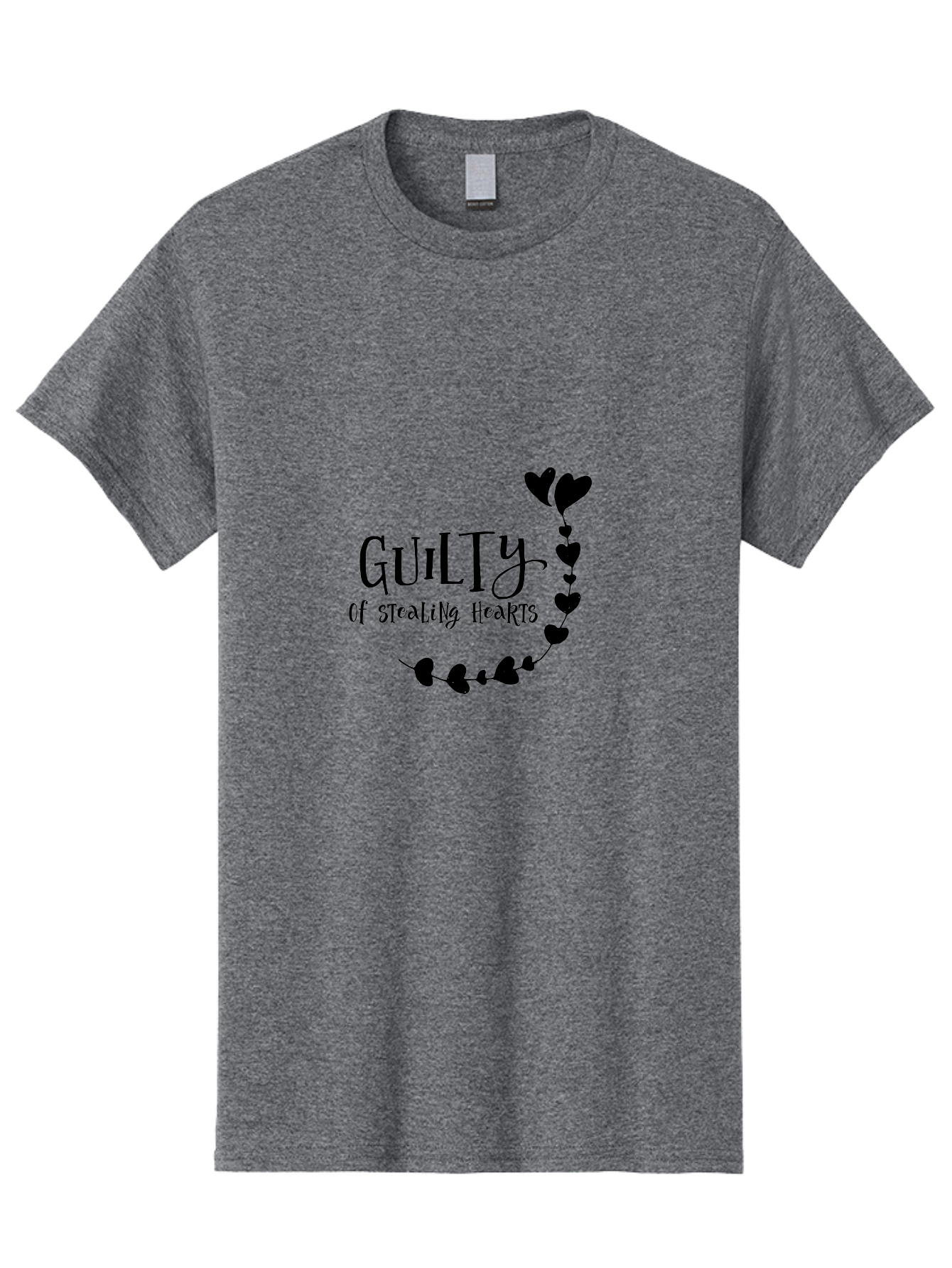 Guilty-Of-Stealing-Hearts Men'S Graphic Tee, 100% Cotton, Comfortable Casual Summer Wear, Machine Washable, Guilty Of Stealing Hearts, Heartbreak, Love, Valentines Day, Romance, Black Hearts, Love Affair, Heart Design, Playful Font Aac782 15