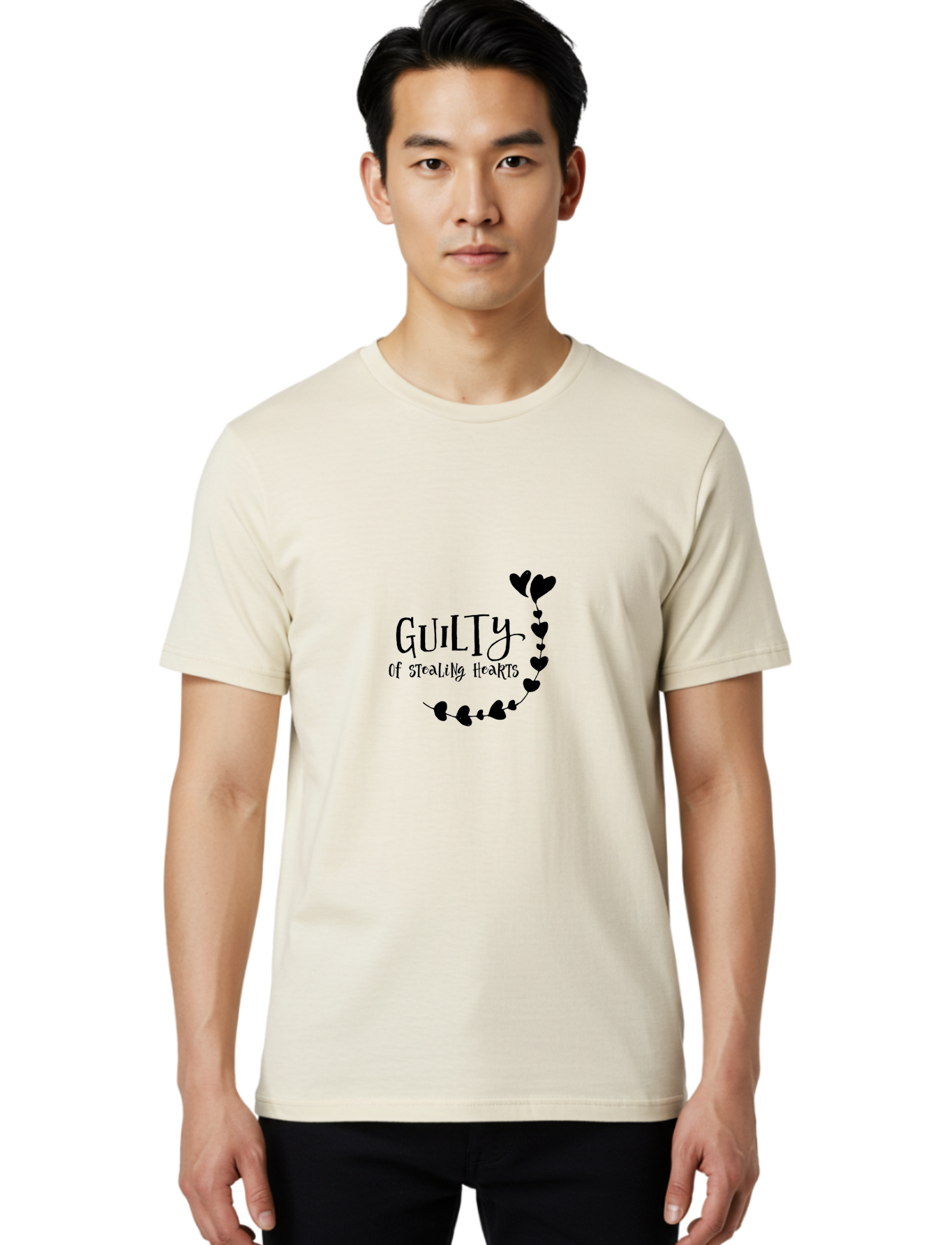 Guilty-Of-Stealing-Hearts Men'S Graphic Tee, 100% Cotton, Comfortable Casual Summer Wear, Machine Washable, Guilty Of Stealing Hearts, Heartbreak, Love, Valentines Day, Romance, Black Hearts, Love Affair, Heart Design, Playful Font Aac782 18