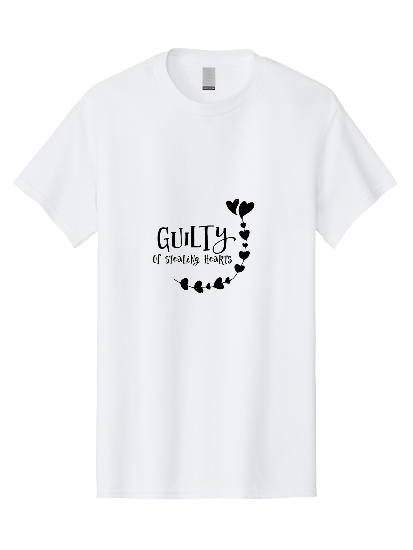 Guilty-Of-Stealing-Hearts Men'S Graphic Tee, 100% Cotton, Comfortable Casual Summer Wear, Machine Washable, Guilty Of Stealing Hearts, Heartbreak, Love, Valentines Day, Romance, Black Hearts, Love Affair, Heart Design, Playful Font Aac782 3