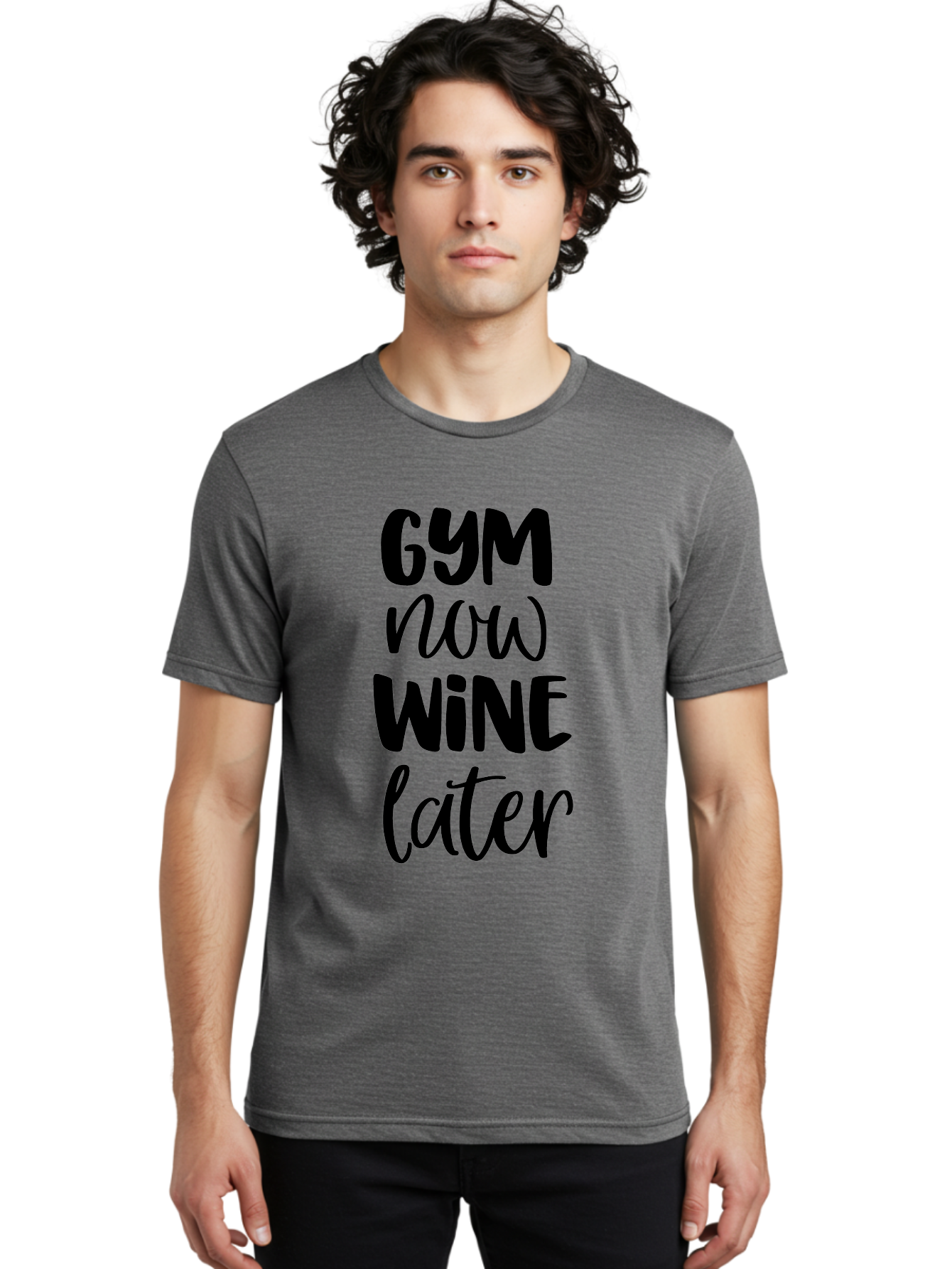Gym-Now-Wine-Later-1 Men'S Graphic Tee, 100% Cotton, Comfortable Casual Summer Wear, Machine Washable, Gym Motivation, Fitness Quotes, Wine Lover, Fitness Humor, Workout Inspiration, Funny Sayings, Wine Time, Gym Now Wine Later Aac783 26